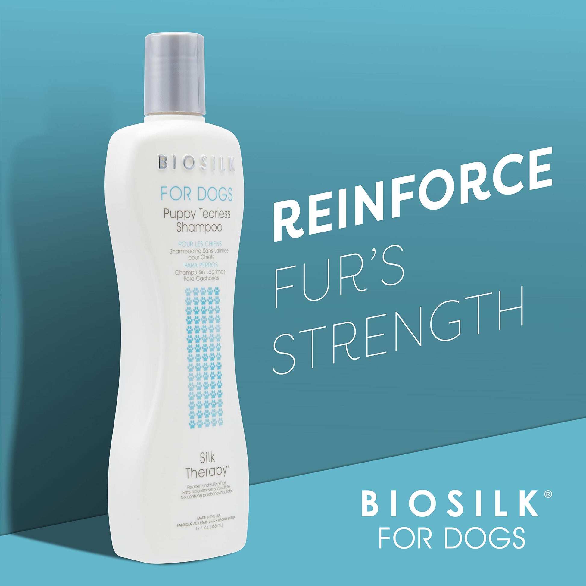 Steel Blue BioSilk for Dogs Puppy Tearless Shampoo, Gentle Dog Wash with Silk Proteins, Paraben and Sulfate Free Formula Helps Clean and Condition Coats for Puppies and Dogs, 12 Fl Oz - 2 Pack