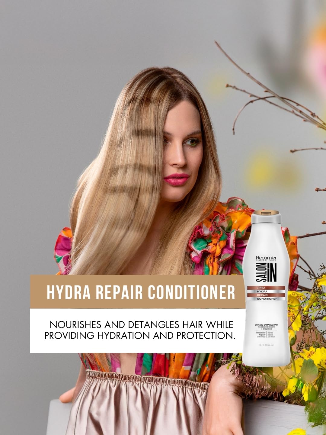 Dark Gray Salon In by Recamier | Hydra Repair Hair Conditioner | Moisturizing & Strengthening for Dry, Damaged Hair | 10.1.fl.oz / 300 ml