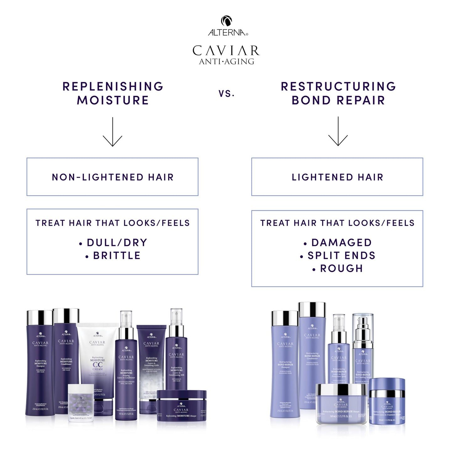 White Smoke Alterna Haircare CAVIAR Anti-Aging Replenishing Moisture Shampoo and Conditioner Set, 16.5 Fl Oz | Protects, Restores and Hydrates | Sulfate Free