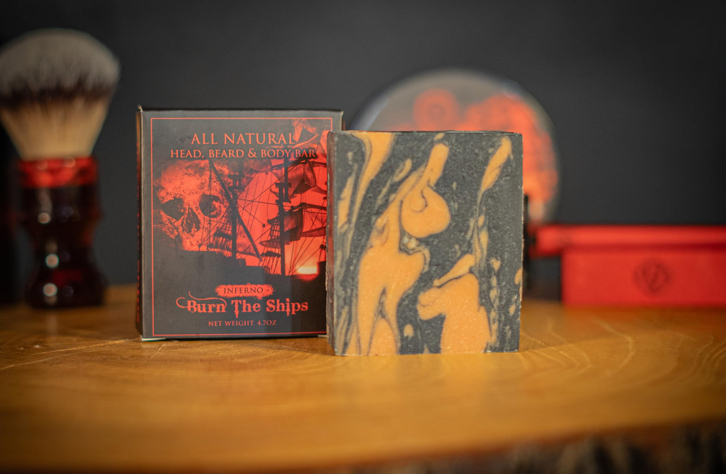 Dark Slate Gray Burn The Ships Men's Soap Bar – 4.7oz Natural with Essential Oils for Body, Face, Beard, Mustache & Scalp | Exfoliating Shower Bar | Grooming Soap for Men | Artisan Sope