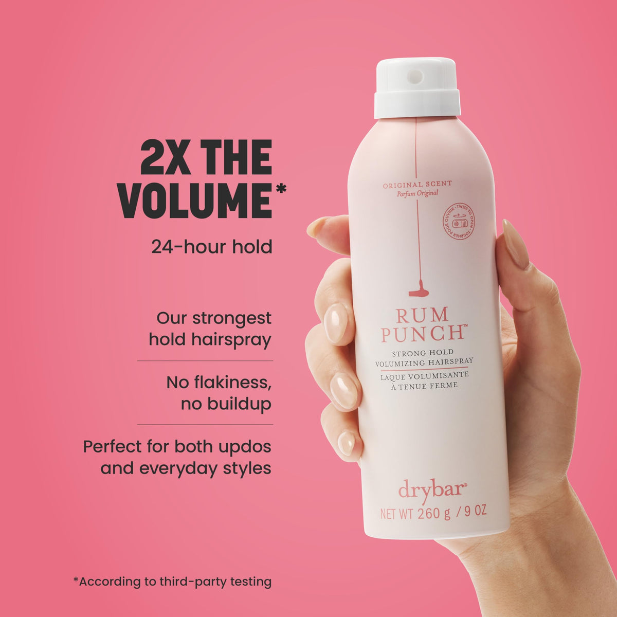 Light Coral Drybar Rum Punch Strong Hold Volumizing Hairspray, 9 oz