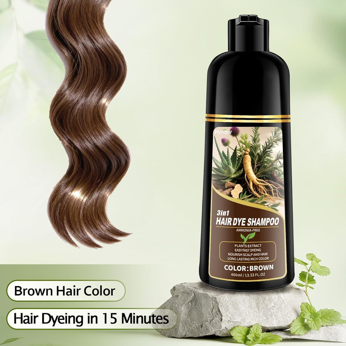 Antique White Hynqor Brown Hair Dye Shampoo for Women Men Gray Hair Coverage Ammonia Free