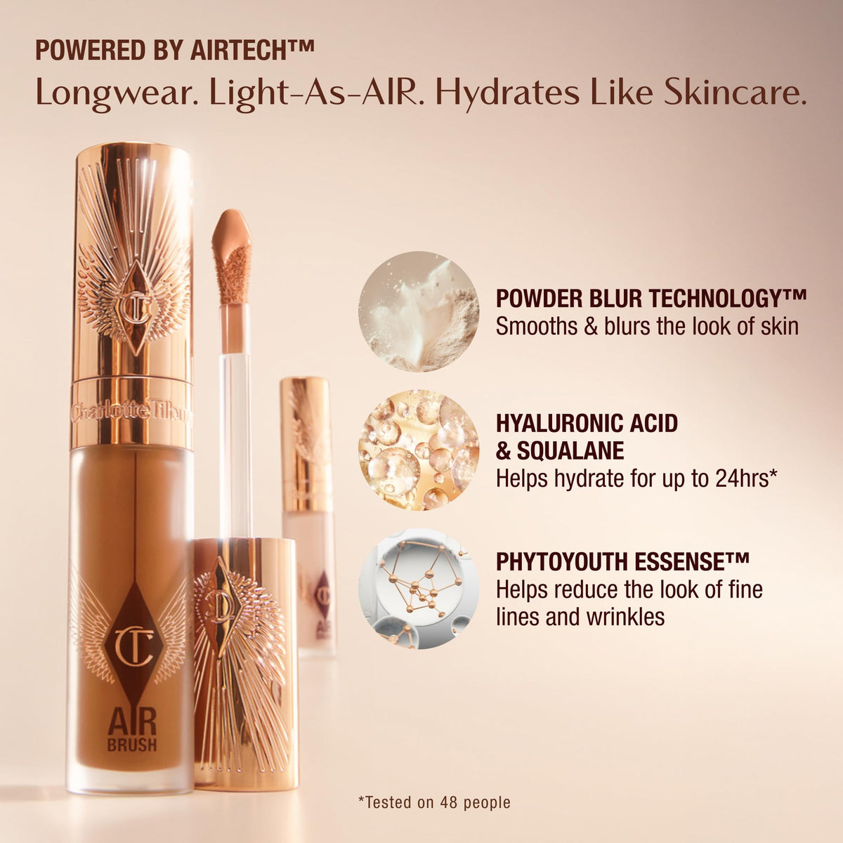 Light Gray Charlotte Tilbury AIRbrush Flawless Blur Concealer - Longwear Concealer for Dark Circles, Blemishes, Redness & More - Hydrating, Crease-Proof & Full Coverage with a Natural Matte Finish