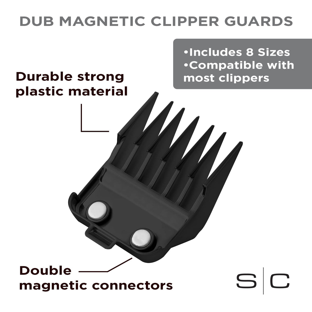 White Smoke STYLECRAFT Dub Universal Double Magnetic Clipper Guards, 8 Pack