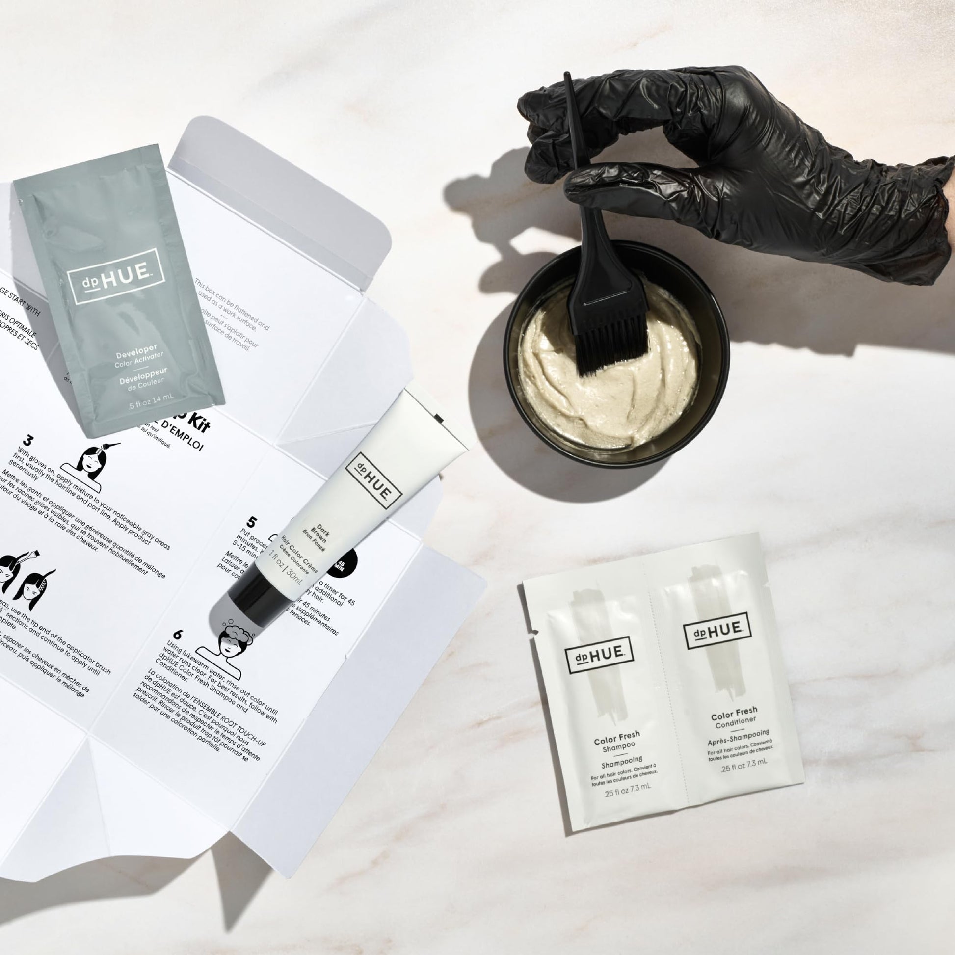 Light Gray dpHUE Root Touch-Up Kit, Medium Brown - Permanent Hair Color for Gray Coverage - Includes Two Applications - Paraben, SLS & SLES Sulfate Free - Leaping Bunny Certified