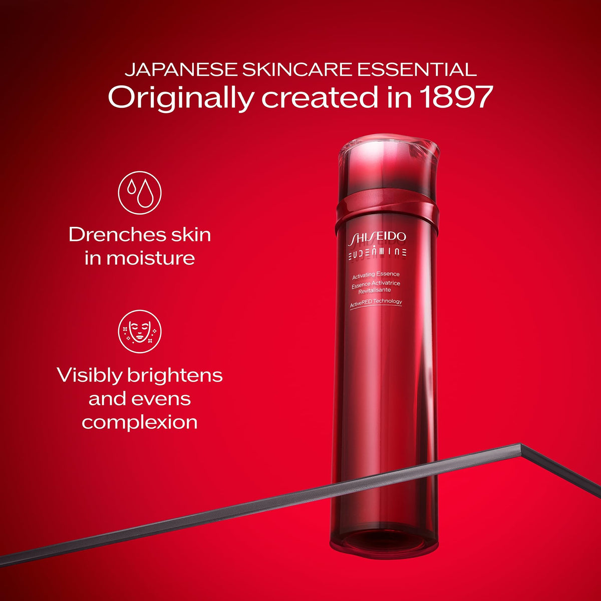 Firebrick Shiseido Eudermine Activating Essence - 145 mL - Provides Deep Hydration & Targets Dark Spots - 24-Hour Hydration - Non-Comedogenic - All Skin Types