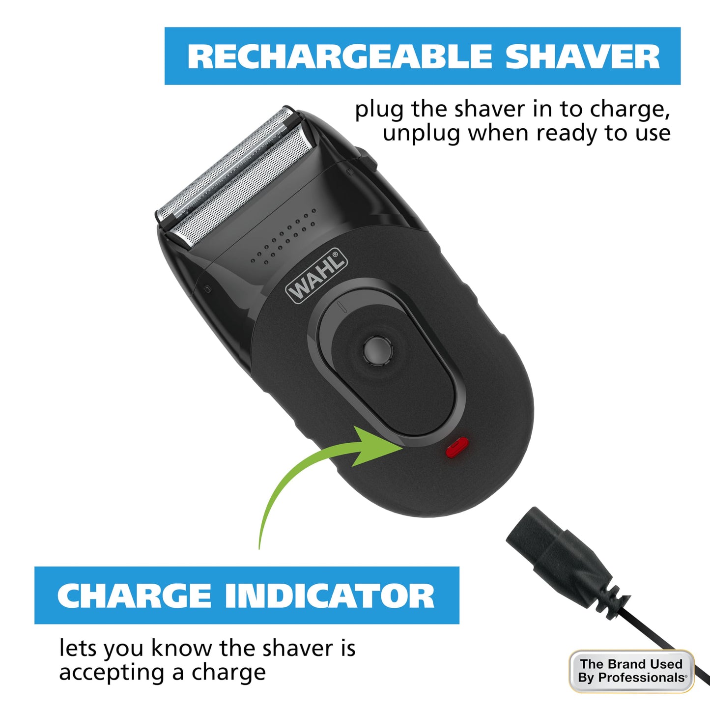 White Smoke Wahl Compact Rechargeable Lithium Ion Shaver Kit with Hygienic Rinseable Foils & Cutter Bar with Dual Flexible Foils That Move with The Contours of Your Face - 7065