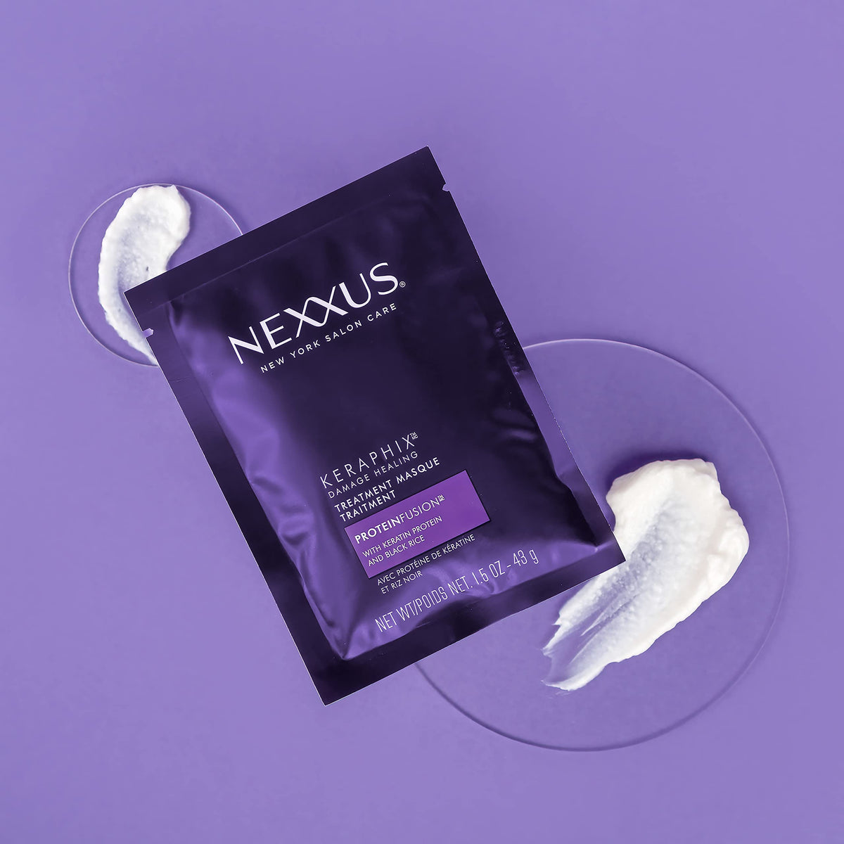 Medium Purple Nexxus KERAPHIX Hair Mask Treatment for Dry Damaged Hair, 20-Pack, 1.5 oz