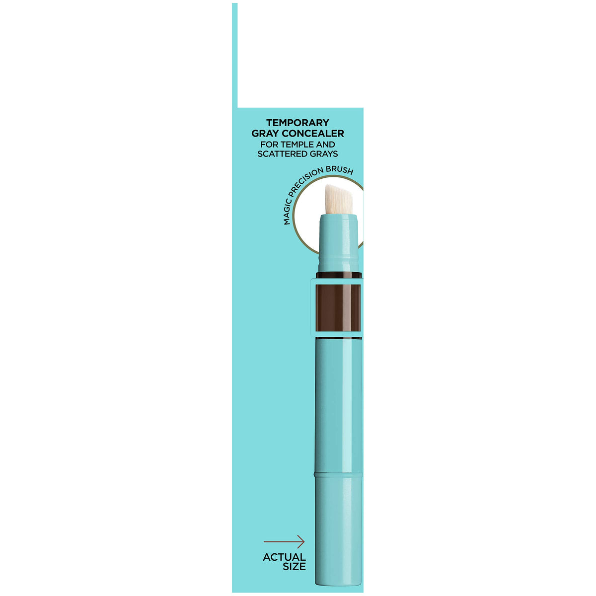 Sky Blue L'Oreal Paris Magic Root Precision Pen, Temporary Gray Hair Cover Up Concealer Brush with Washable Formula, Hair Concealer for Scattered Grays, 5 Medium Brown, 0.05 fl oz