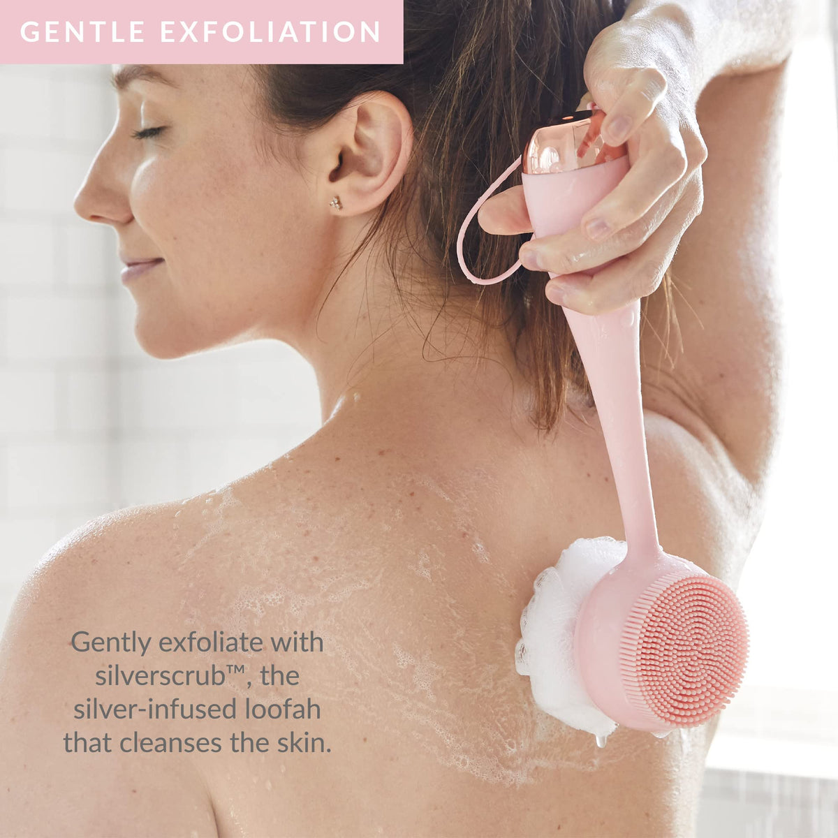 Tan PMD Beauty Clean Body - Elecrtic Smart Cleansing Device with Silicone Brush & Three Interchangeable Attachments to Cleanse, Exfoliate, & Massage Body