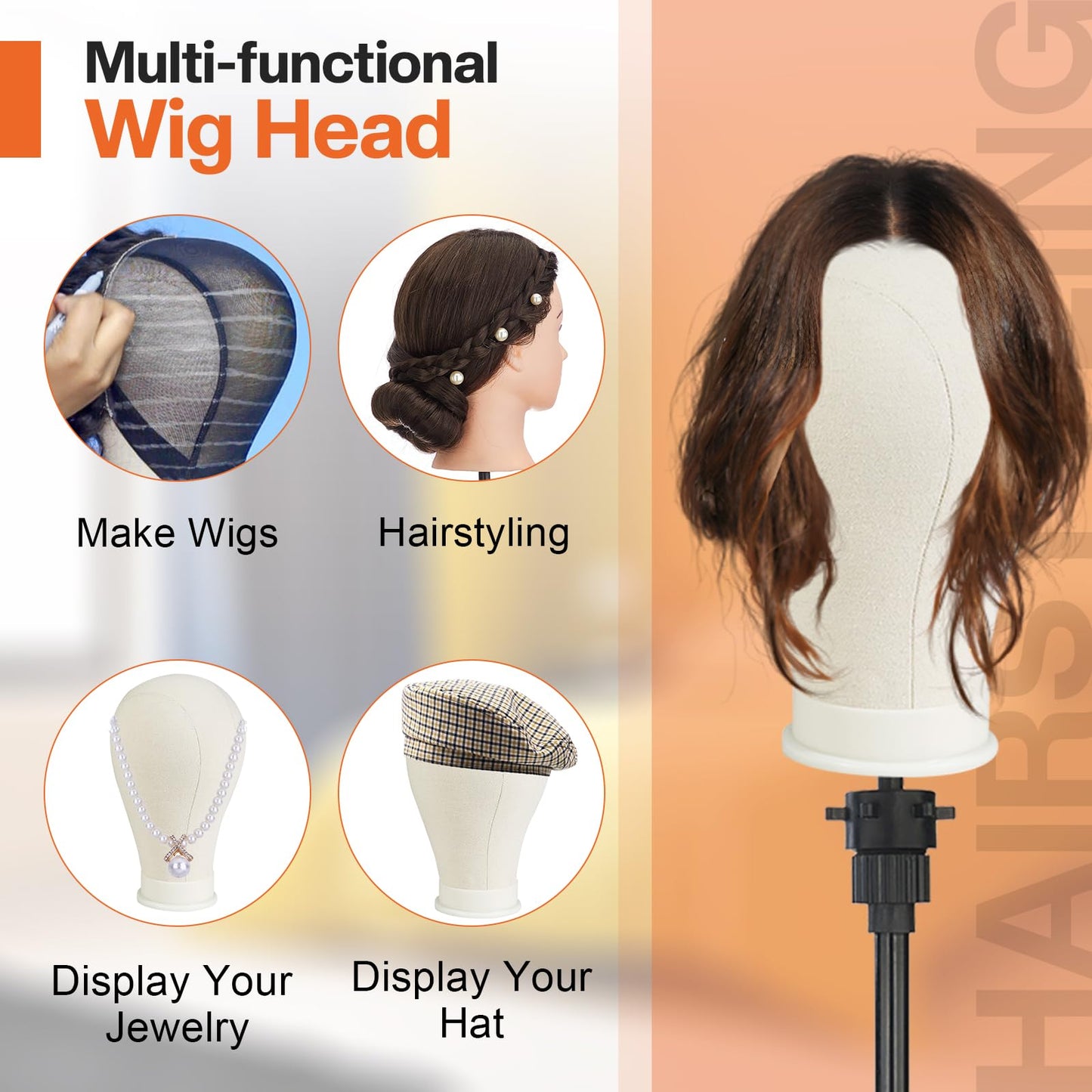White Smoke Neverland Beauty & Health 23 Inch Wig Head, Wig Stand Tripod with Head, Wig Head Stand with Mannequin Head for Wigs, Wig Stand with Head, Adjustable Tripod Manikin Head Set for Cosmetology(White)
