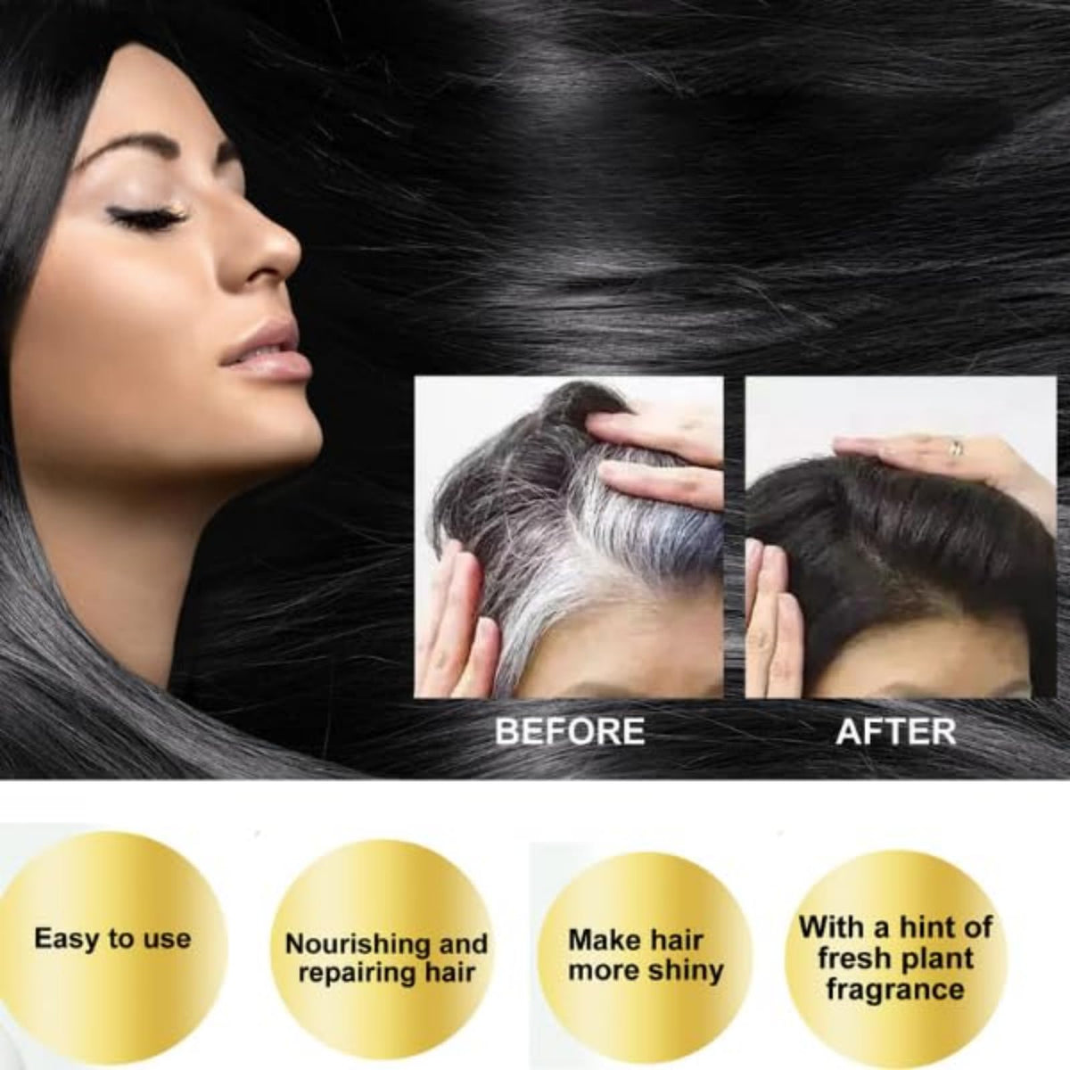 Black QUAAM Bubble Plant Hair Dye,New Botanical Bubble Hair Dye Hair Dye Shampoo for Women Men 30ml 10Packs/Box (Black Tea)