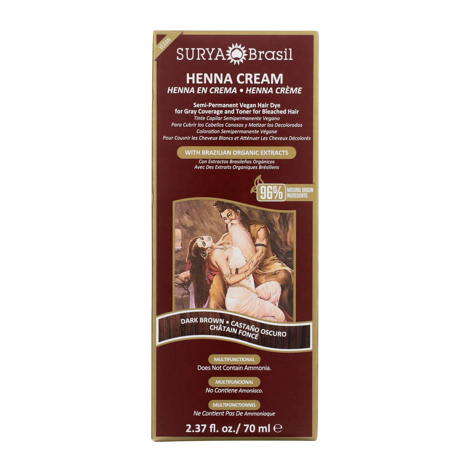 Saddle Brown Surya Brasil Henna Dark Brown Cream - 2.37 Ounce
