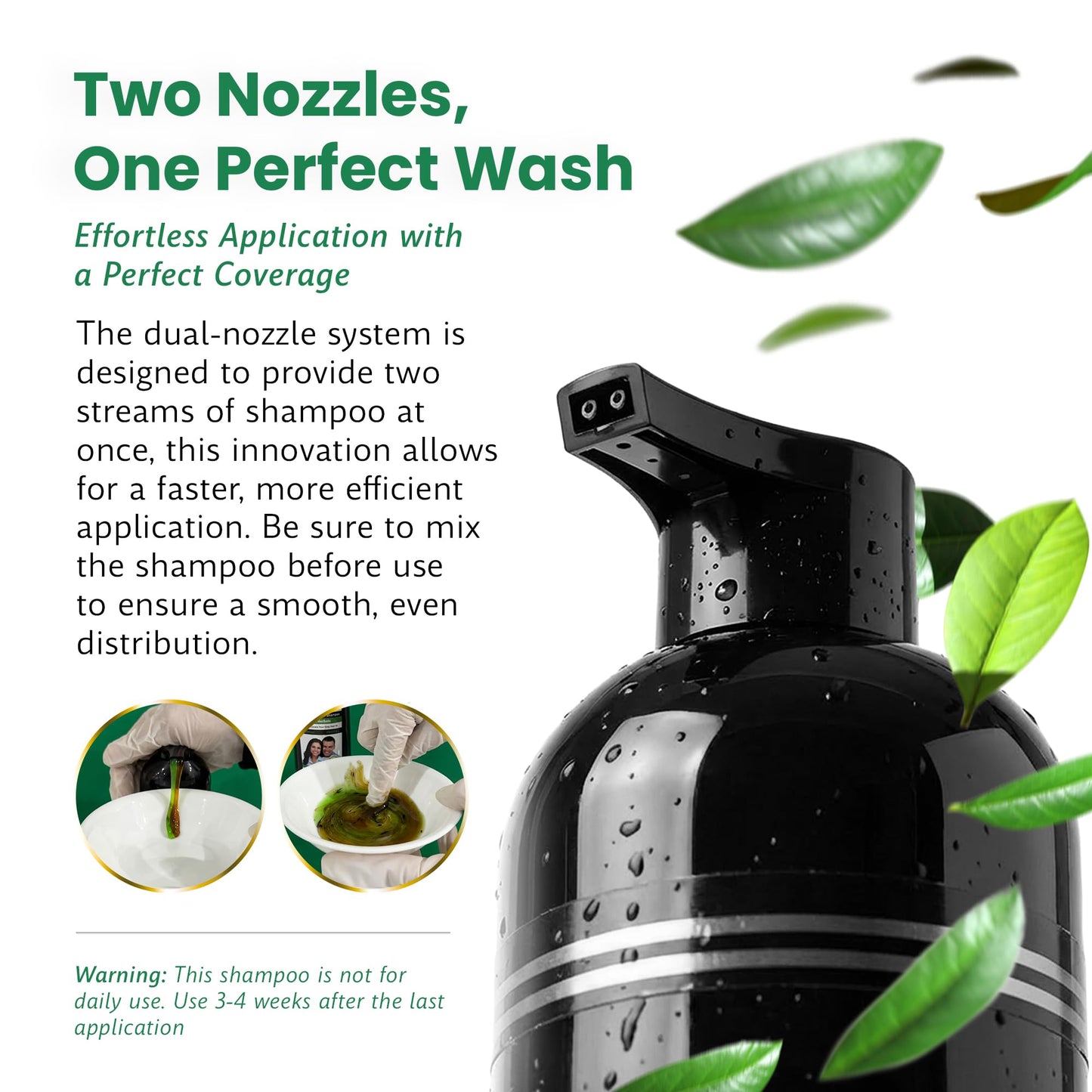 White Smoke BIOGREEN ROOTS Ammonia-Free & Paraben Free Herbal Hair Shampoo - Hair Dye Shampoo for Women & Men - Natural Color & Herbal Nourishment - No Stain on Skin - Natural Black (200 ml)