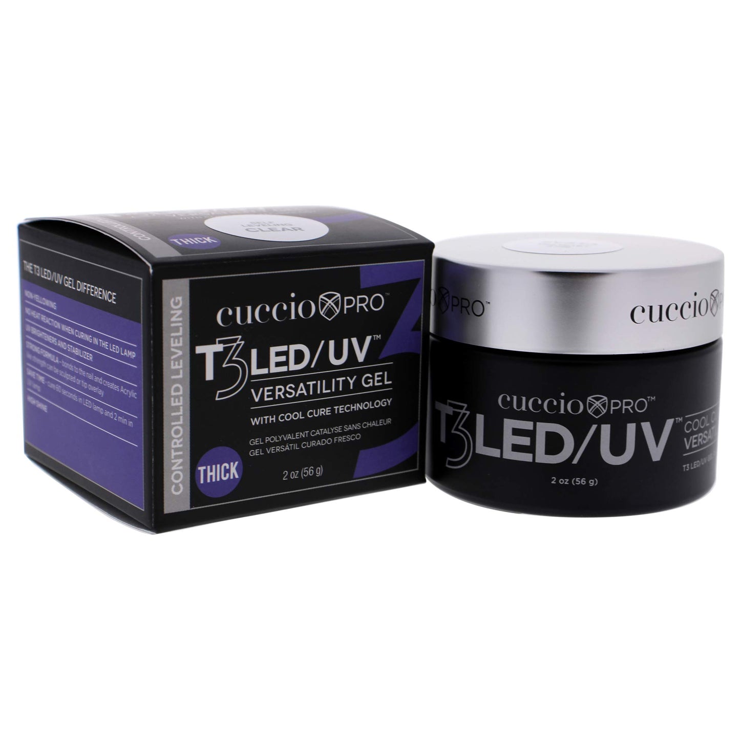 White Smoke Cuccio Pro T3 LED/UV Cool Cure Versatility Gel - Controlled Levelling - Incredibly Flexible - Strong Adhesion - Thick Viscosity - Fast Application - Quick Cure - Clear - 2 Oz Nail Gel