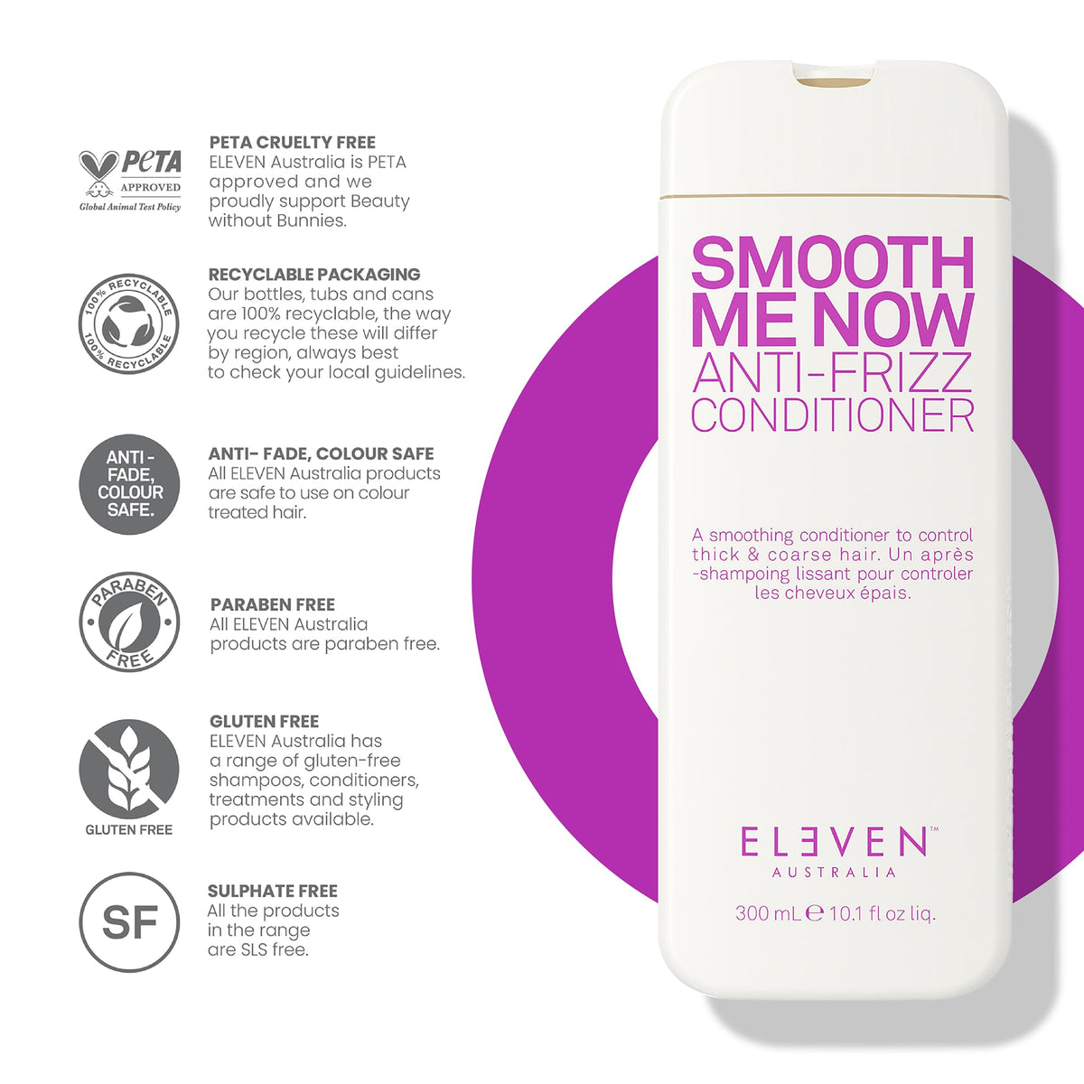 White Smoke ELEVEN AUSTRALIA Smooth Me Now Anti Frizz Conditioner