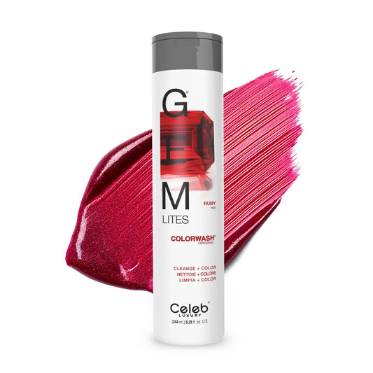 White Smoke Celeb Luxury Gem Lites Colorwash, Professional Semi-Permanent Hair Color Depositing Shampoo, Ruby