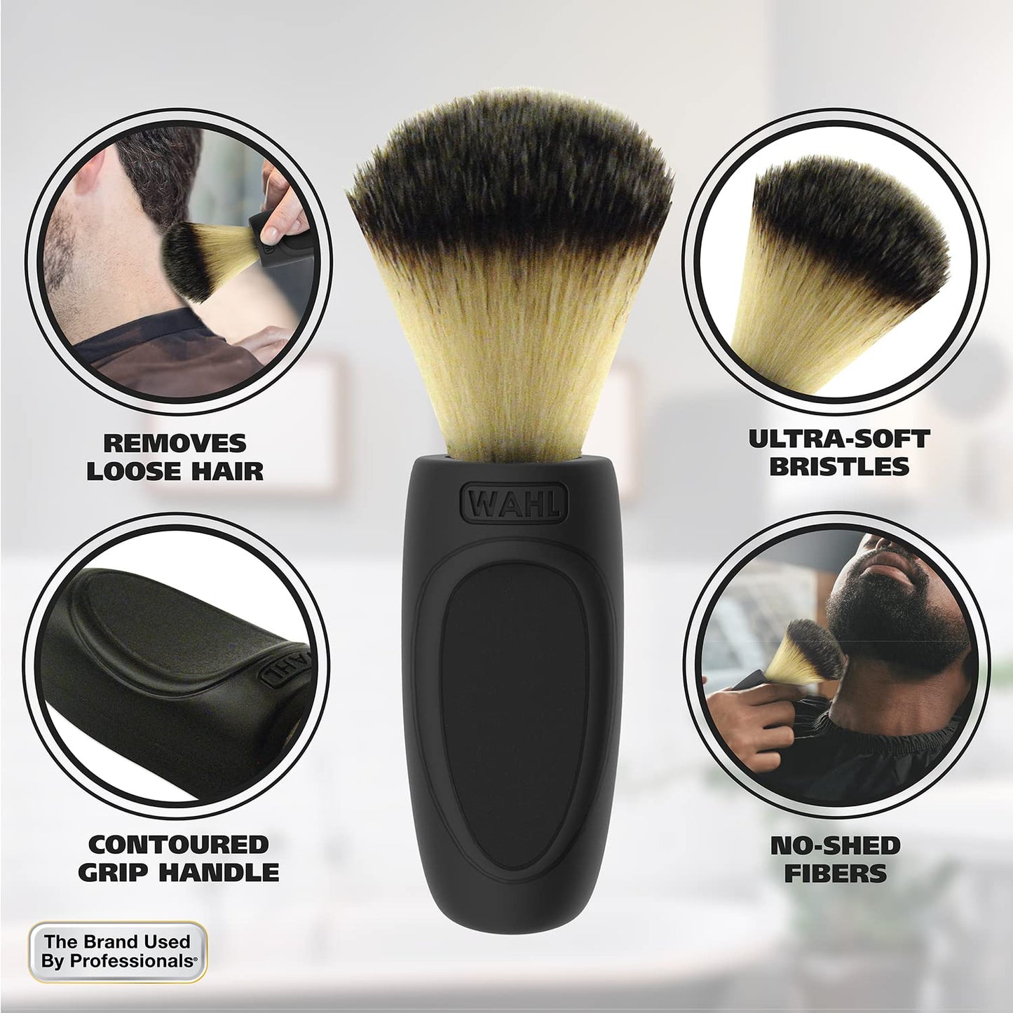 Light Gray Wahl Clipper Neck Duster Brush for Removing Excess Hair During Hair Cutting, Beard Trimming, and Shaving at Home - 3512