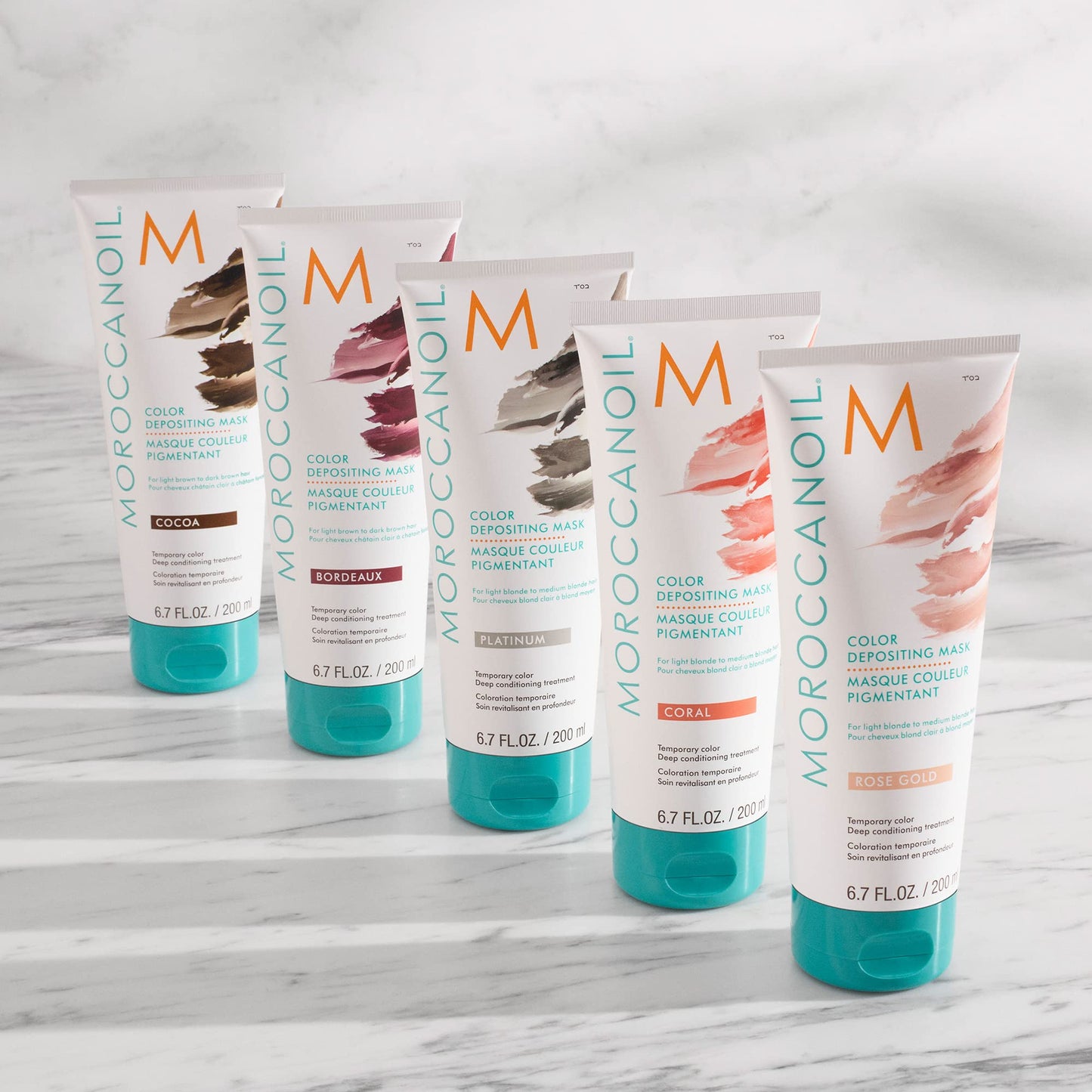 Light Gray Moroccanoil Color Depositing Hair Mask, Bordeaux, 6.7 oz