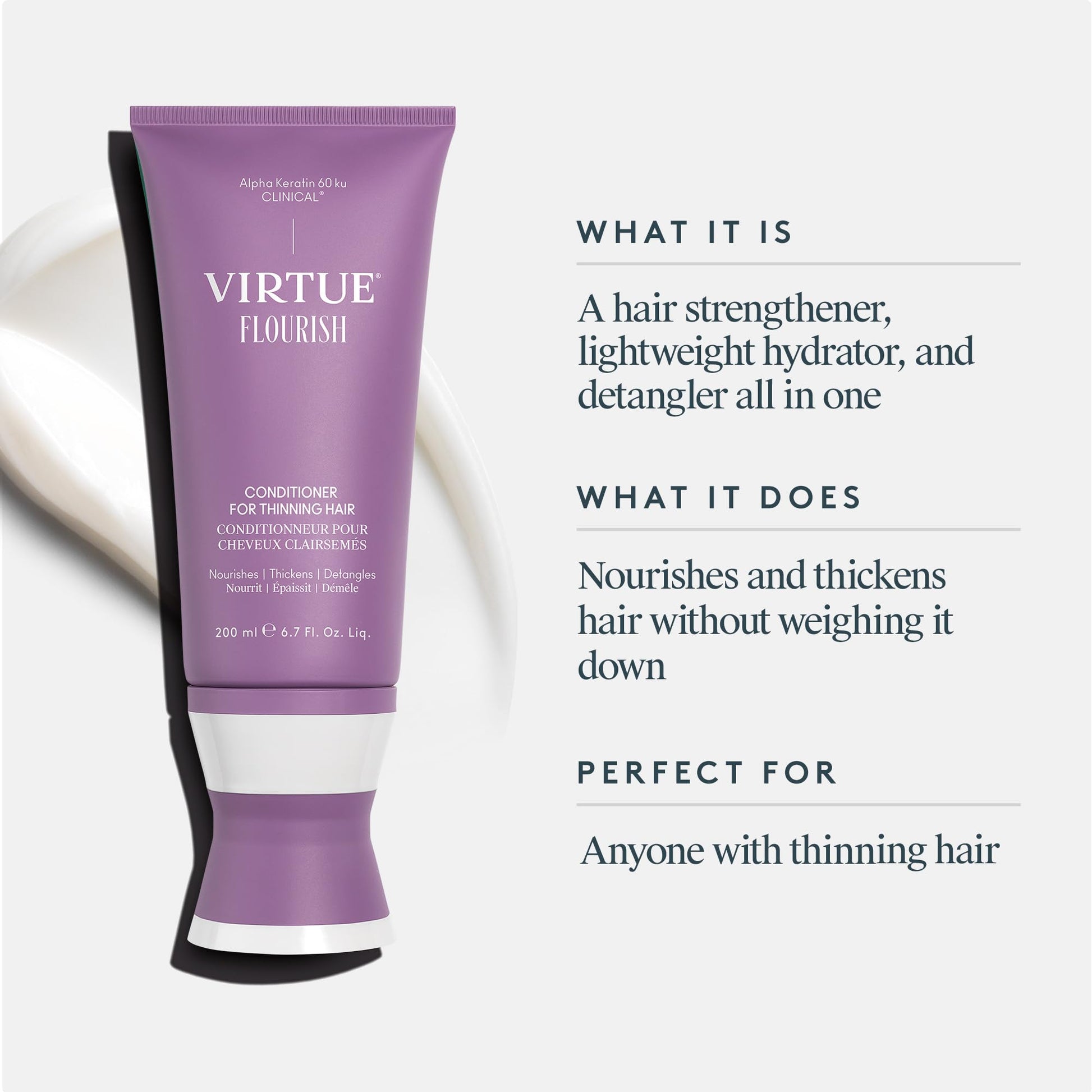 White Smoke Virtue Flourish Conditioner for Thinning Hair | Nourishes, Thickens, Detangles Thinning Hair