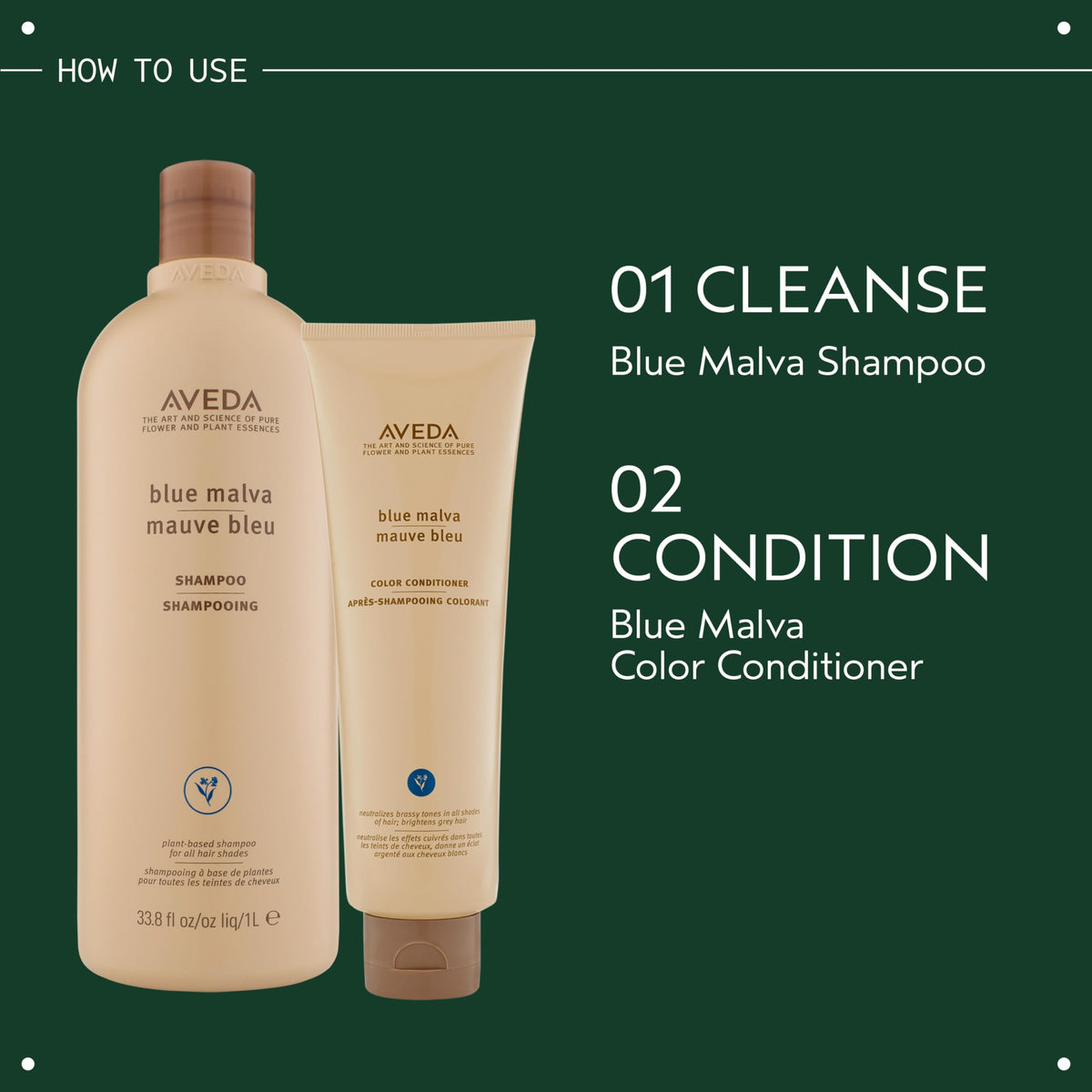 Dark Slate Gray AVEDA Blue Malva Color Conditioner | Purple Conditioner for Silver, Gray, Blonde Hair | Neutralizes Brassiness | Deeply Conditions Hair | 96% Naturally Derived*, 8.5 Fl Oz