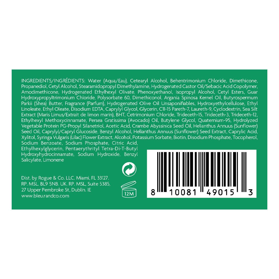 Medium Sea Green R+Co BLEU DE LUXE Reparative Conditioner Mini, 1 Oz