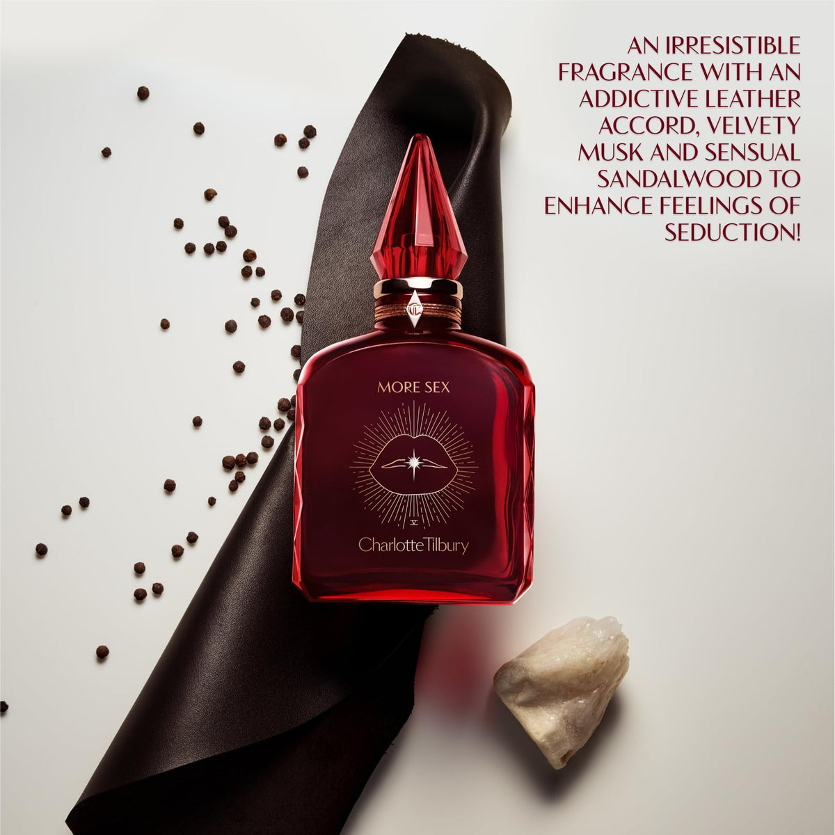 Light Gray Charlotte Tilbury More Sex Eau De Parfum - Pheromone Enhancing Sandalwood Perfume with Naturally-Derived Oils - Long-Lasting Scent with Notes of Black Pepper, Velvety Musk & Ambery Wood
