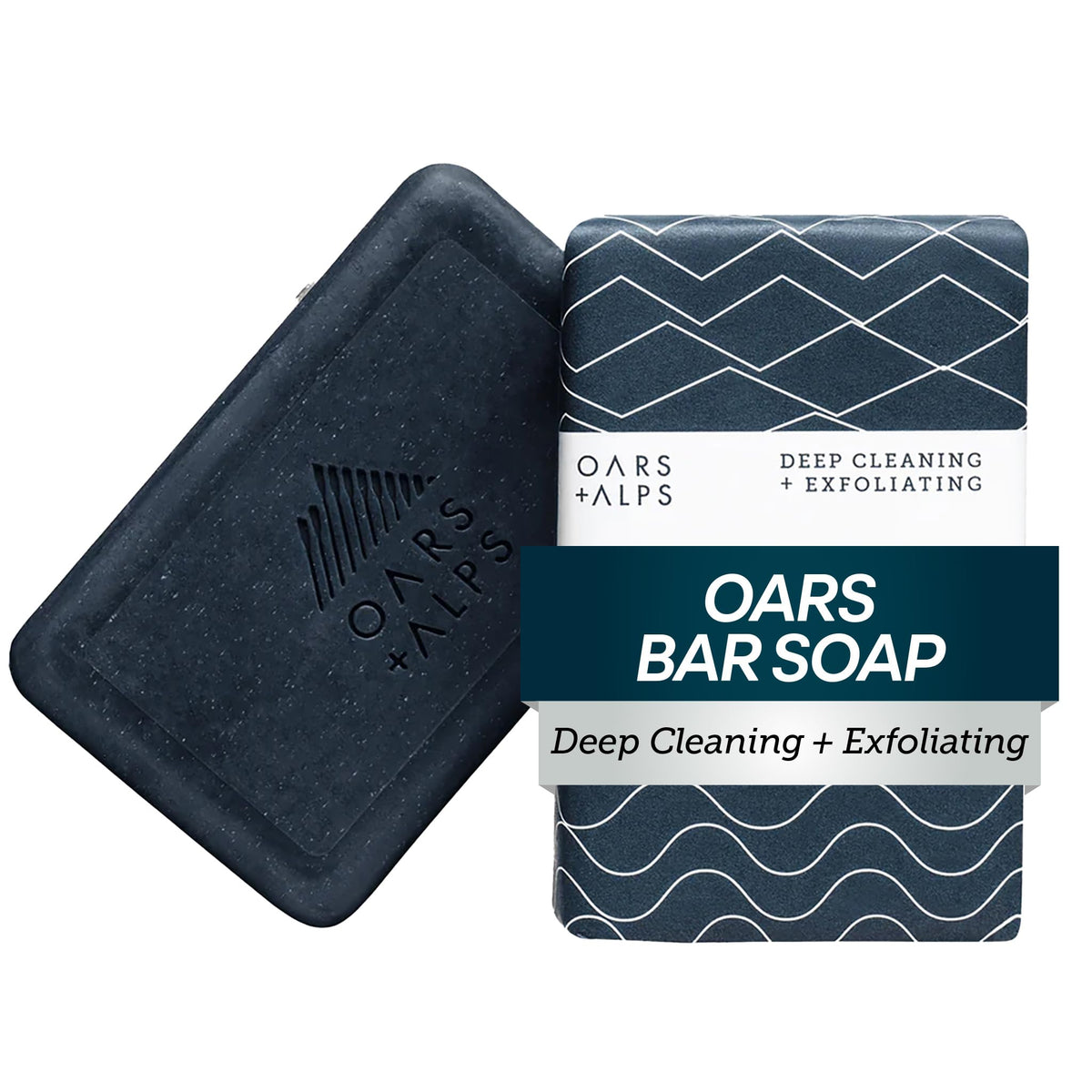 White Smoke Oars + Alps Exfoliating & Moisturizing Mens Bar Soap, Blue Charcoal, 1pk