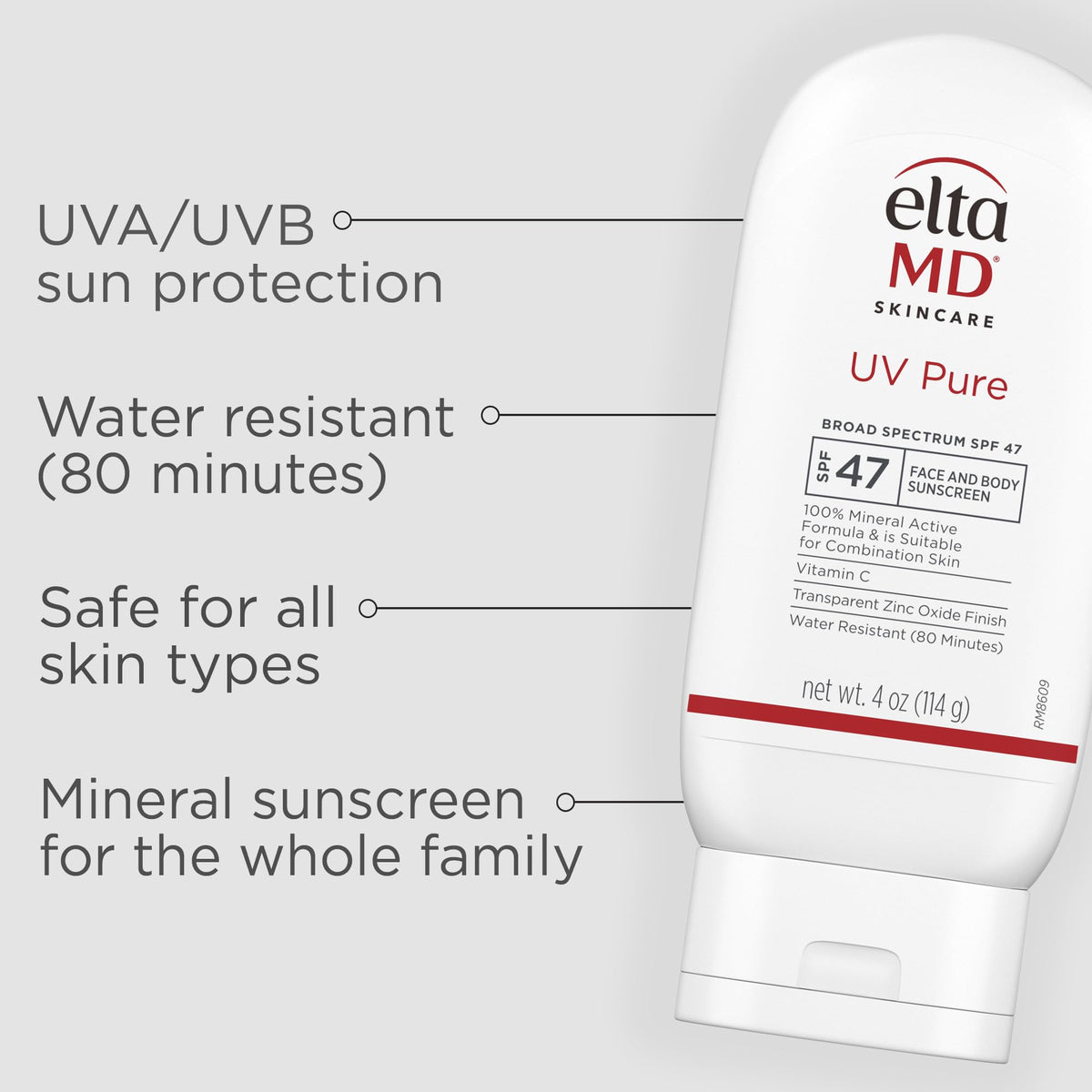 Lavender EltaMD UV Pure 100% Mineral Sunscreen, SPF 47 For Kids and Adults, 4 oz