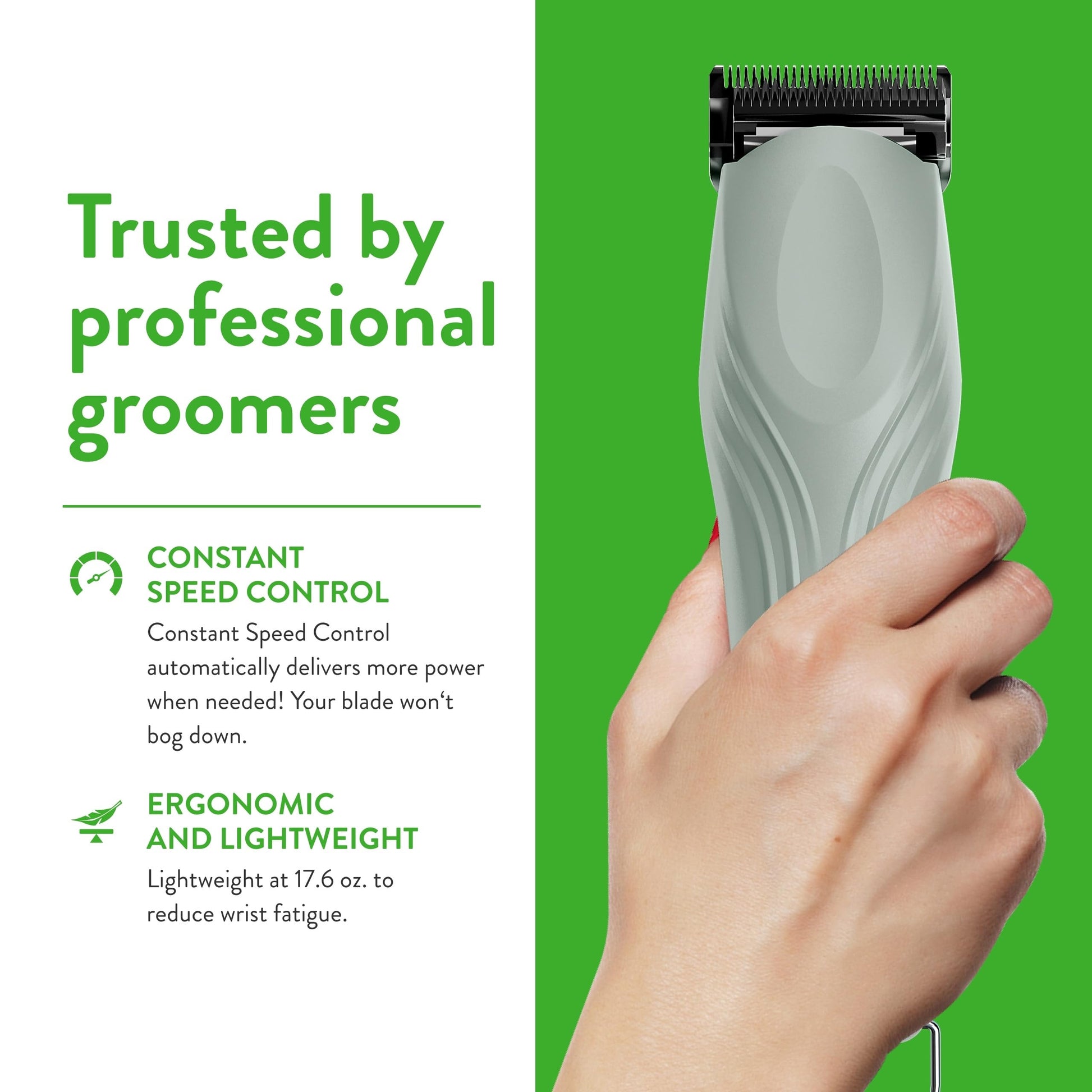 White Smoke Wahl Professional Animal KMC+ 2-Speed Cordless Clipper (3025661) - Detachable Blade Pet & Dog Clipper Kit - Patented Ergonomic Housing Design - Sage