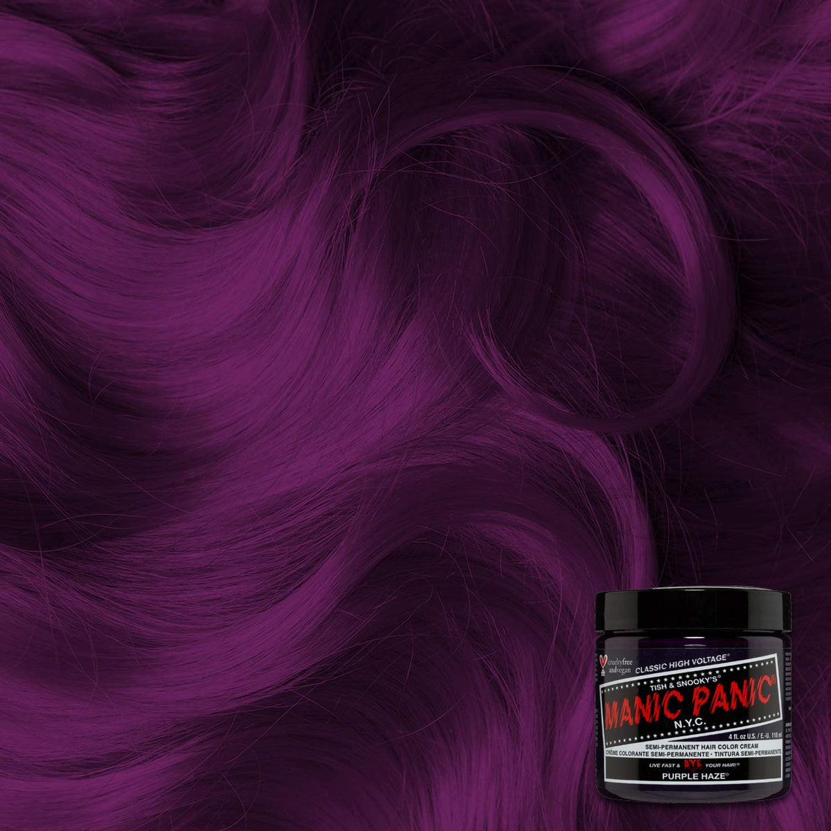 Black Manic Panic Semi Permanent Purple Haze Hair Dye, 4 oz