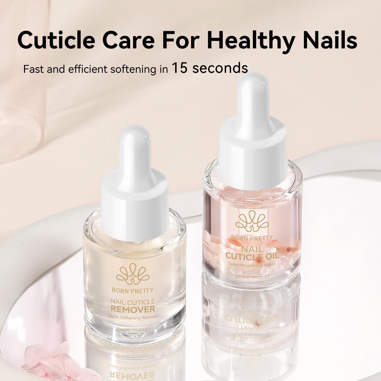 Light Gray Born Pretty Cuticle Remover,20ML Professional Cuticle Softener & Remover for Hand,Foot & Nail Care,Nourishing & Moisturizing Dry Cuticles,Salon Quality Manicure & Pedicure Supplies