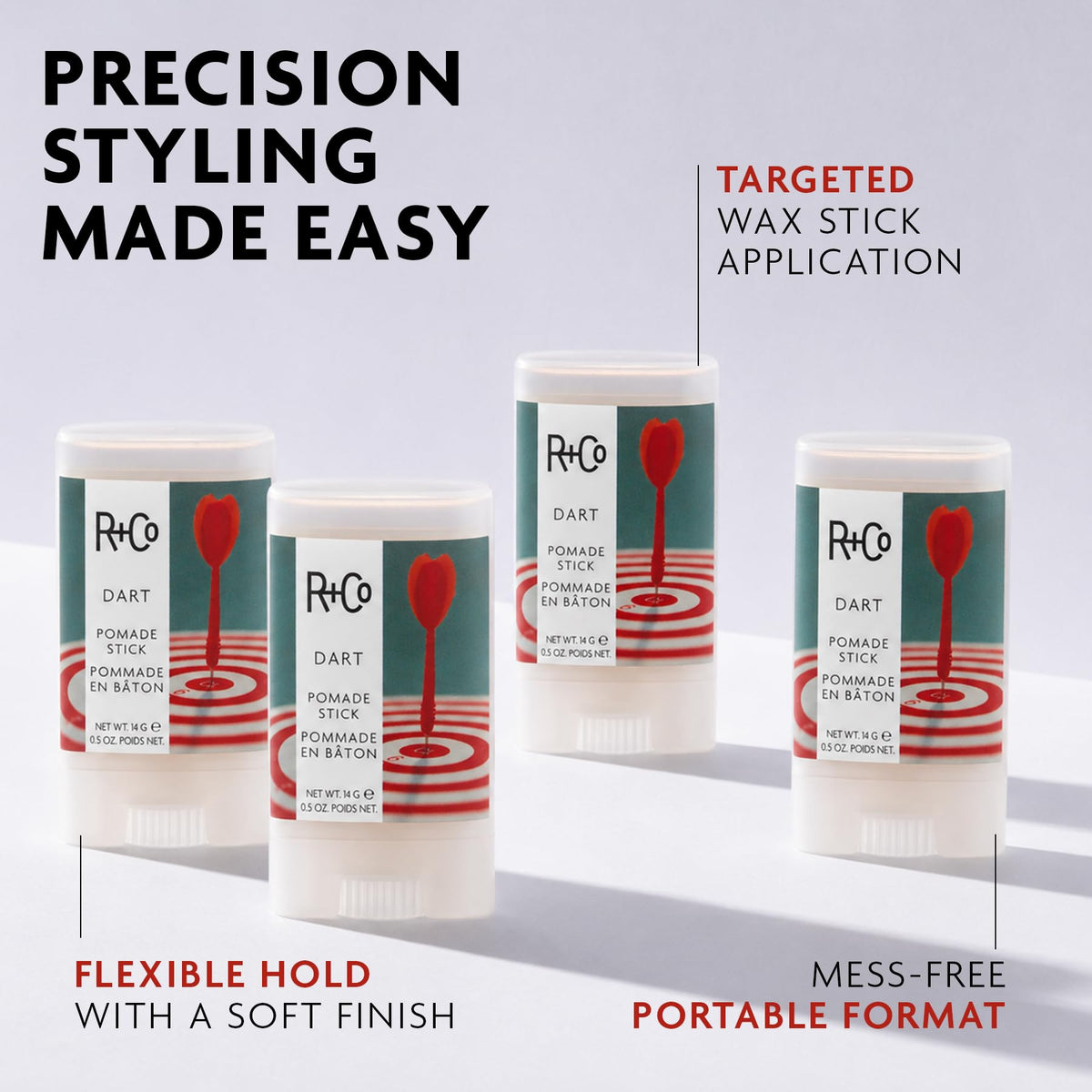 Light Gray R+Co DART Pomade Stick