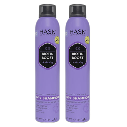 Medium Purple HASK Dry Shampoo Kits for all hair types, aluminum free, no sulfates, parabens, phthalates, gluten or artificial colors