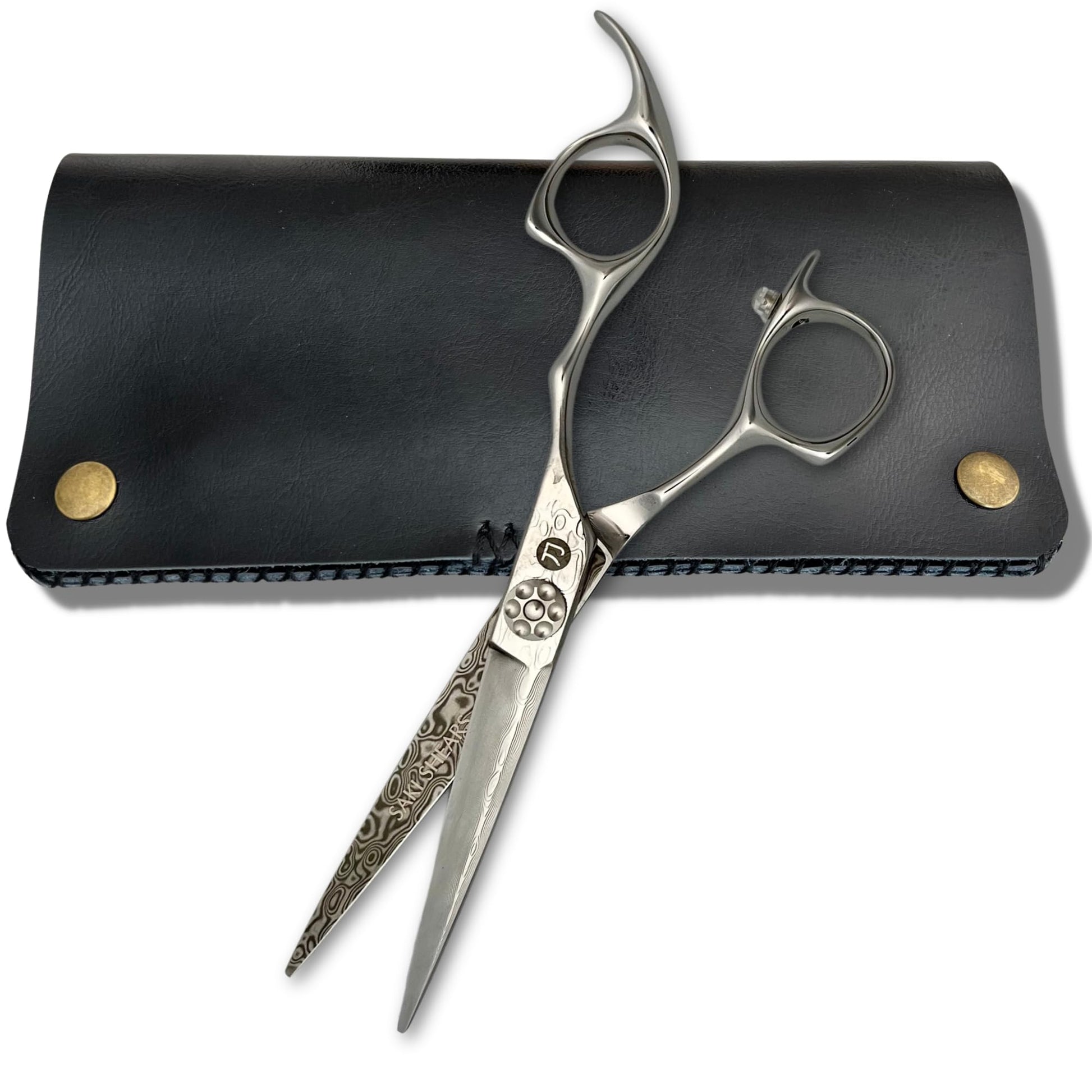 White Smoke 6 Inch Hair Cutting Shears Made From Damascus Steel - Saki Kanzen - For Professional Haircutting - Wet or Dry Hair