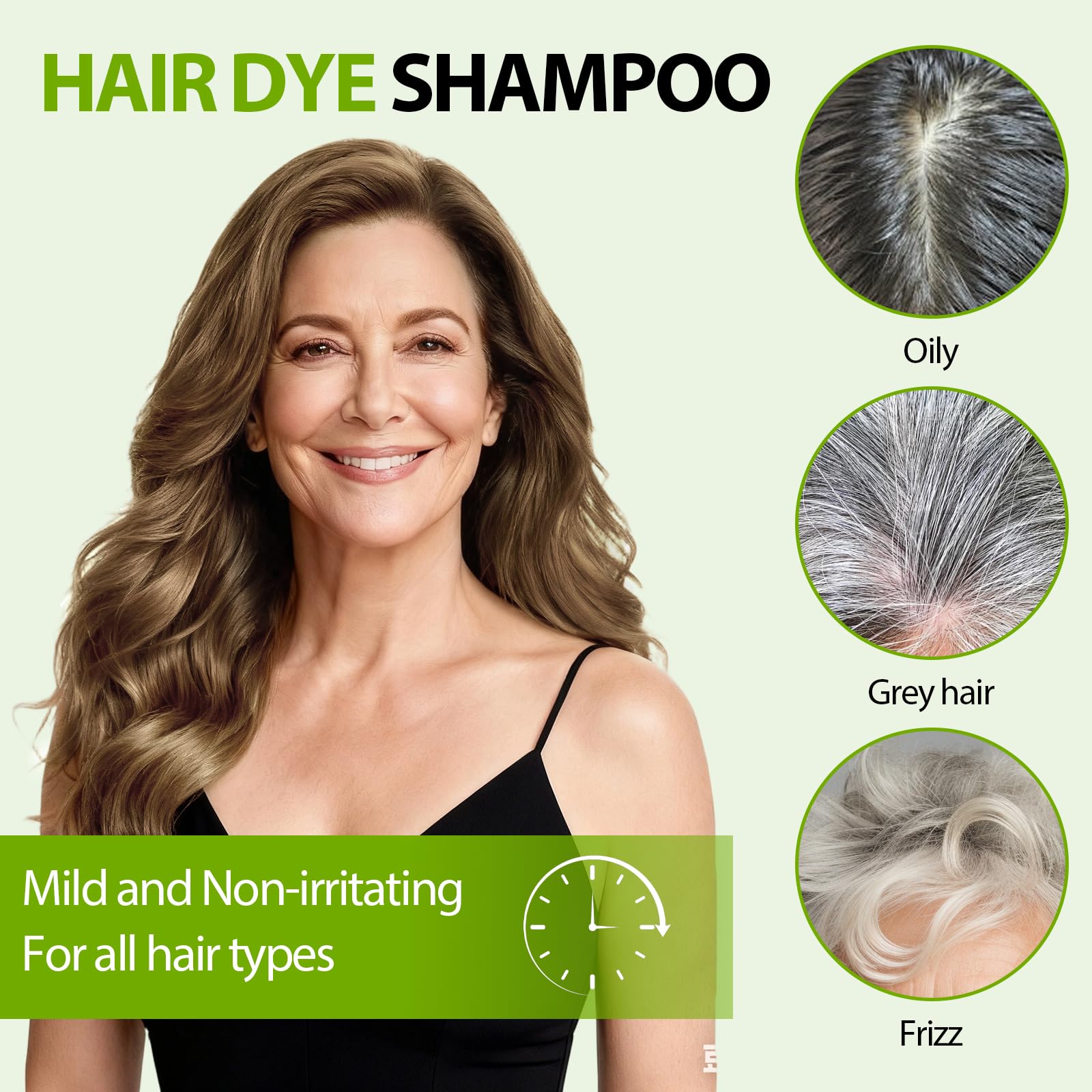 Honeydew RKQNIER Light Brown Hair Dye Shampoo for Women & Men, 15 Min Gray Coverage, 3 in 1 Semi-Permanent Color with Natural Herbal Ingredients, Lasts 60 Days