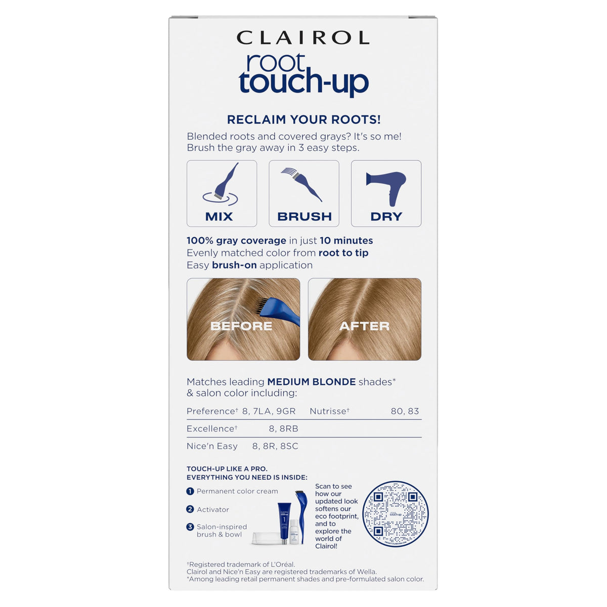 Lavender Clairol Root Touch Up Permanent Hair Dye, 8 Medium Blonde, Pack of 1