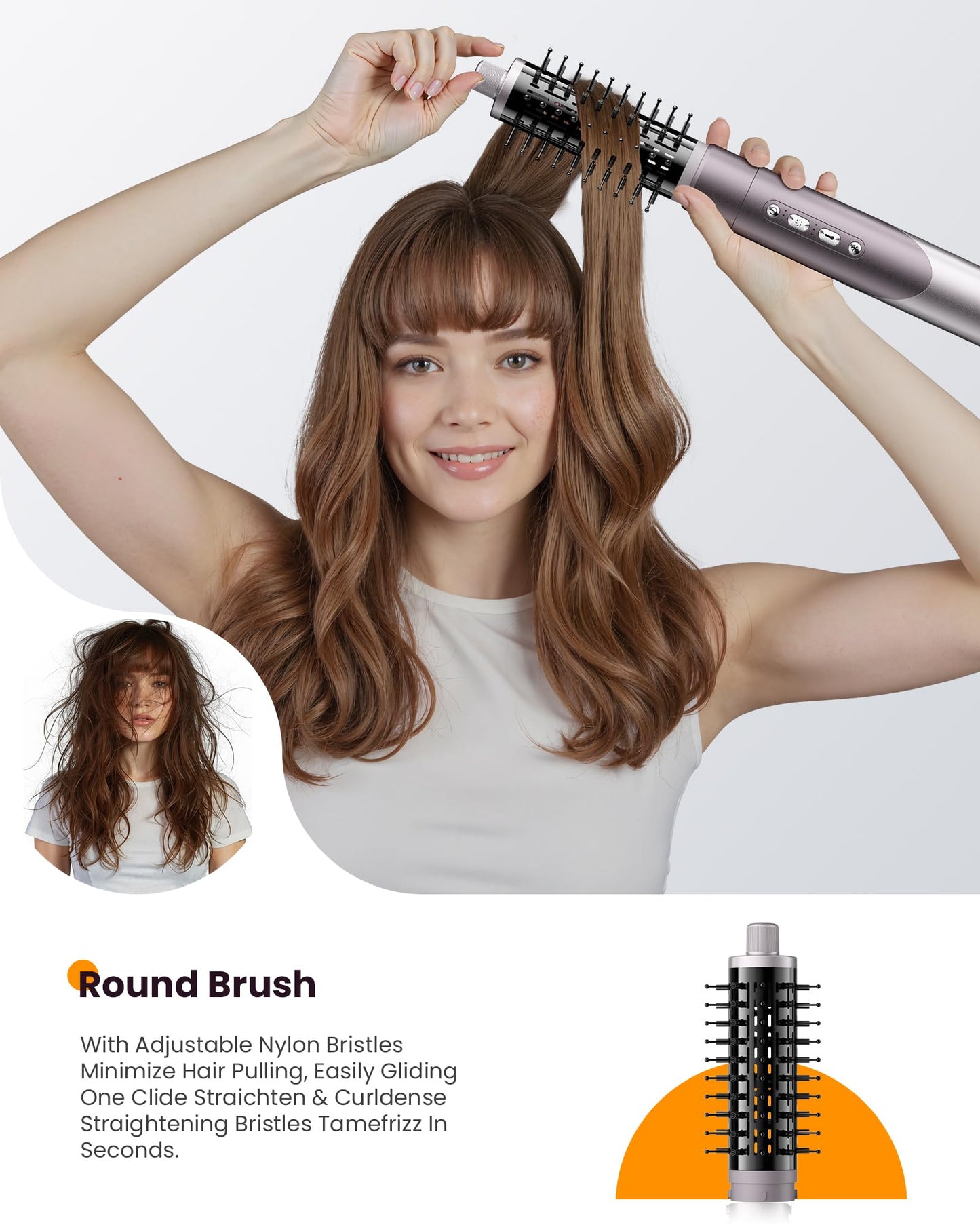 White Smoke MESCOMB Infrared 6 in 1 Hot Air Styler Wrap - Dual Voltage Hair Dryer| Fast Drying & No Heat Damage, Professional Multi-Styler for Curling, Volumizing & Smooth Straightening (110V-240V)