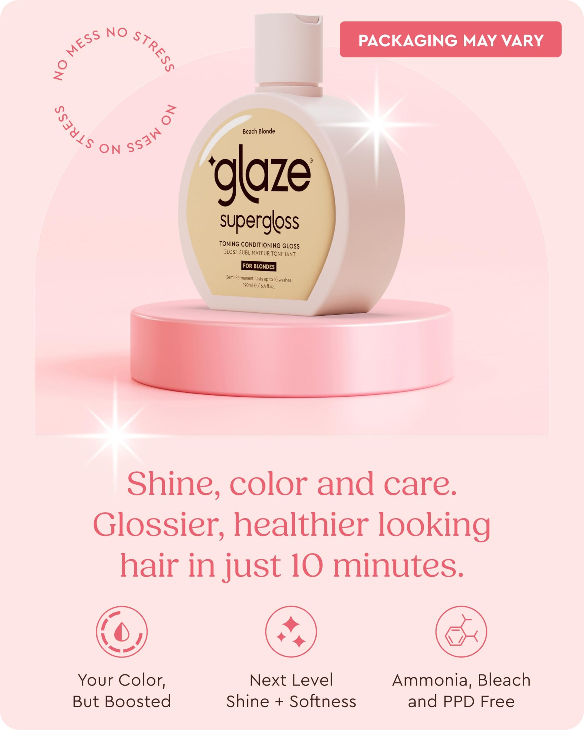 Misty Rose Glaze Supergloss Color Conditioning Gloss With Dispensing Pump – Hydrating Semi-Permanent Color Hair Gloss & Shine Boost – For Medium to Dark Blonde Hair – 6.4 Fl Oz - Warm Blonde