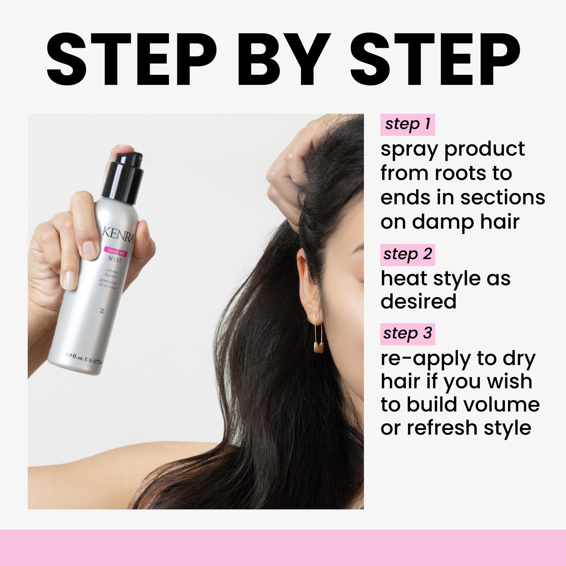 White Smoke Kenra Professional Volume Mist 2 | Volume Builder | Lightweight, Fine Mist | Low Hold, Flexible Finish | Thermal Protection | Volume That Lasts Up To 48 hours | All Hair Types | 6 fl. oz.