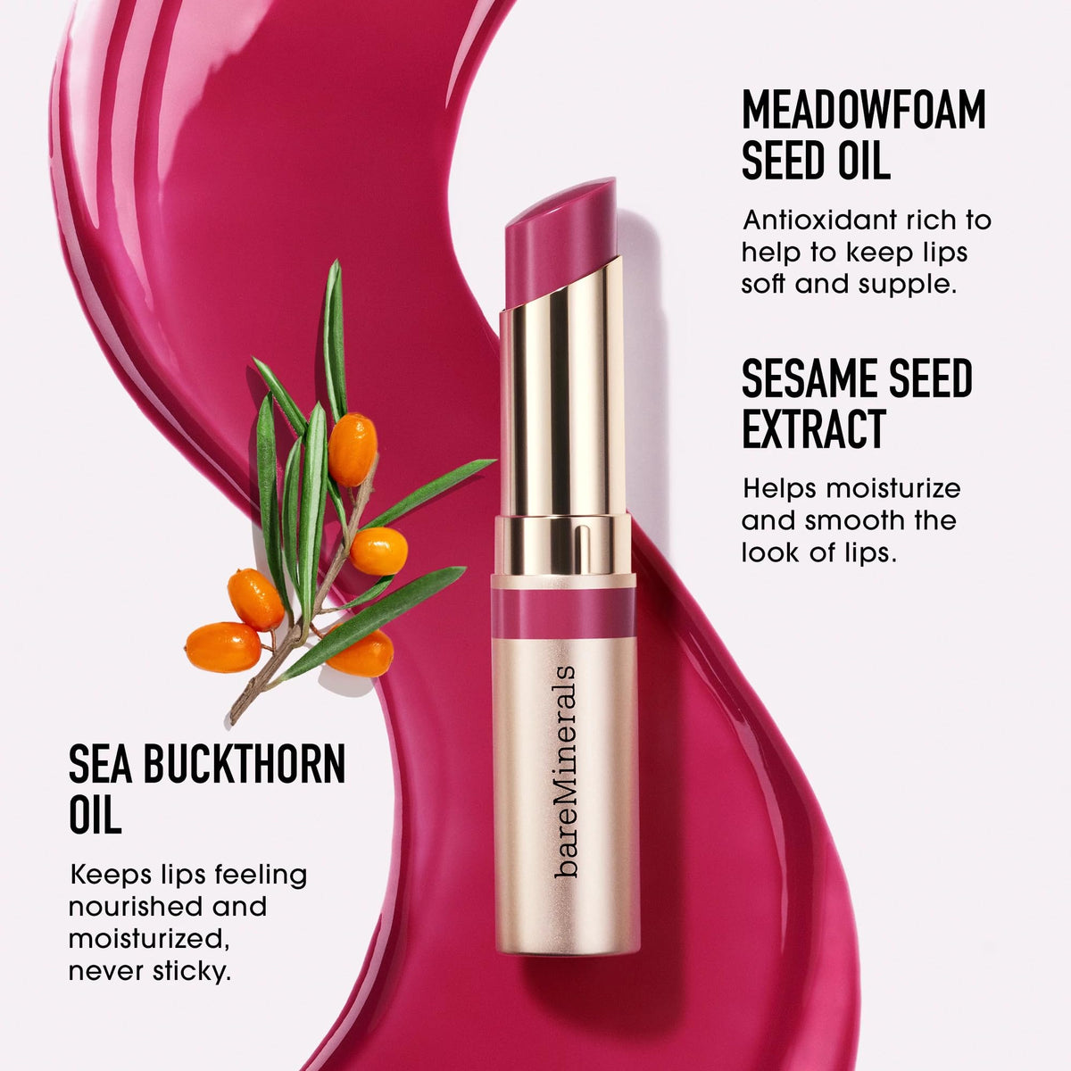 White Smoke bareMinerals Dewy Lip Gloss-Balm, 0.1 oz