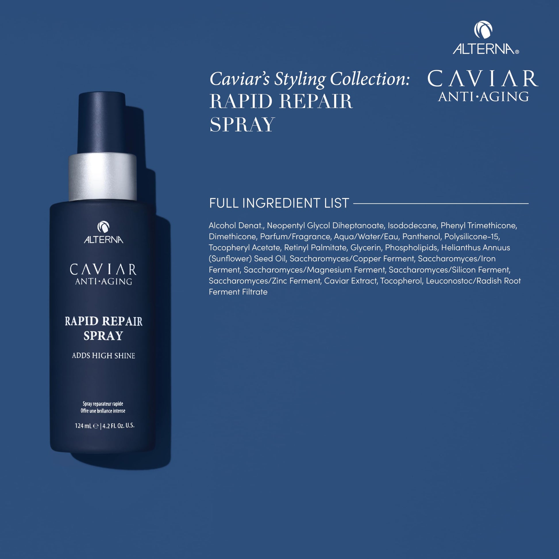Dark Slate Blue Alterna Caviar Anti-Aging Professional Styling Rapid Repair Shine Spray, 4.2-Ounce (2-Pack)