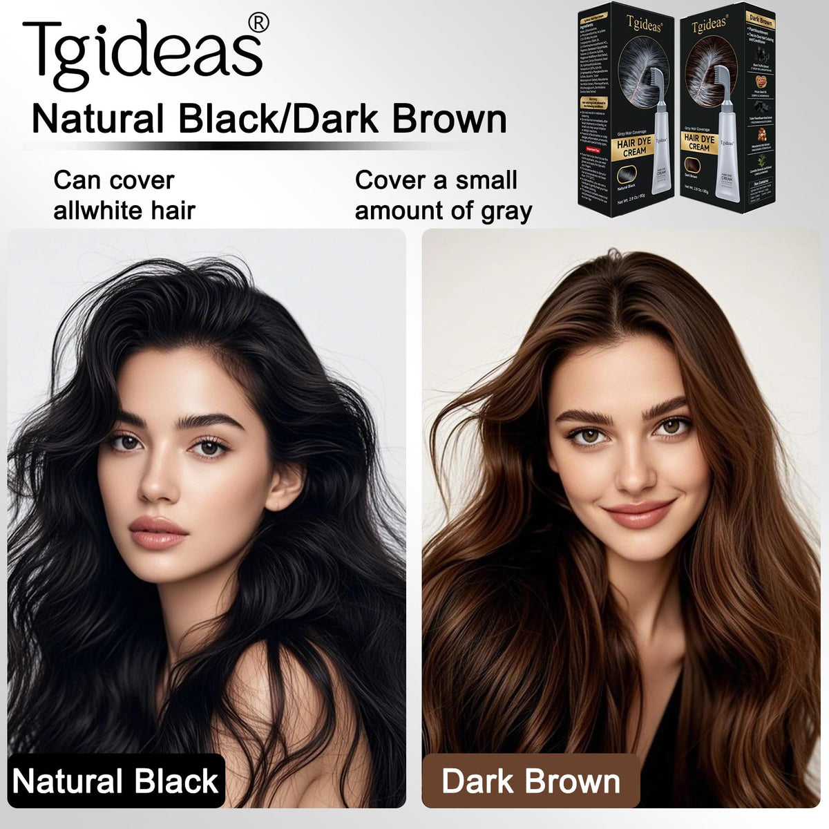 Lavender Tgideas Hair Dye Comb Root Touch Up, Ammonia Free Gray Coverage, Dark Brown