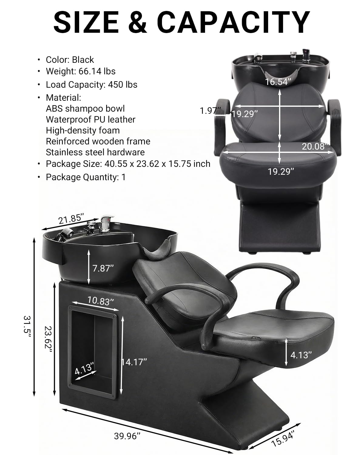 White Smoke IJIALIFE Shampoo Bowl and Chair Set, Luxury Salon Sinks Hair Washing Station for Hair Stylist, Shampoo Barber Backwash Chair for Home Spa Beauty Barbershop (Standard)