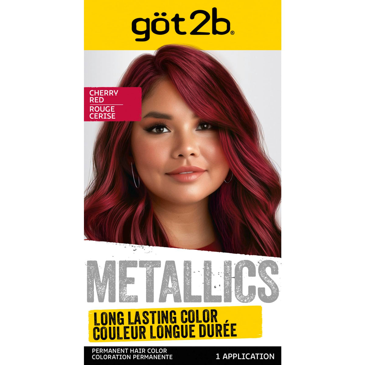 White Smoke got2b Metallics Permanent Hair Color, M70 Cherry Red, Upto 30 Washes, 1 Kit