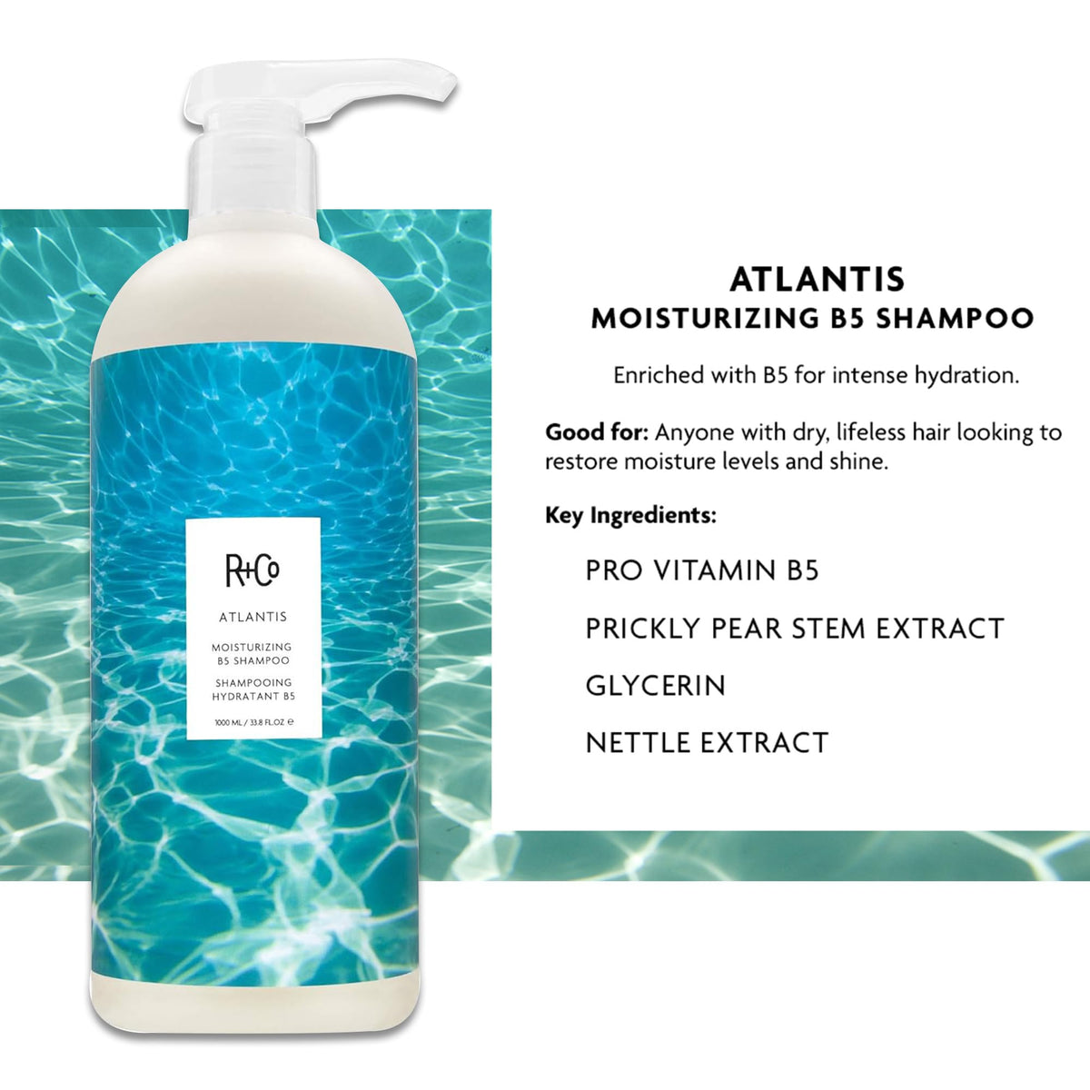 White Smoke R+Co Atlantis Moisturizing B5 Shampoo and Conditioner Set, 33.8 oz (2 Pack)