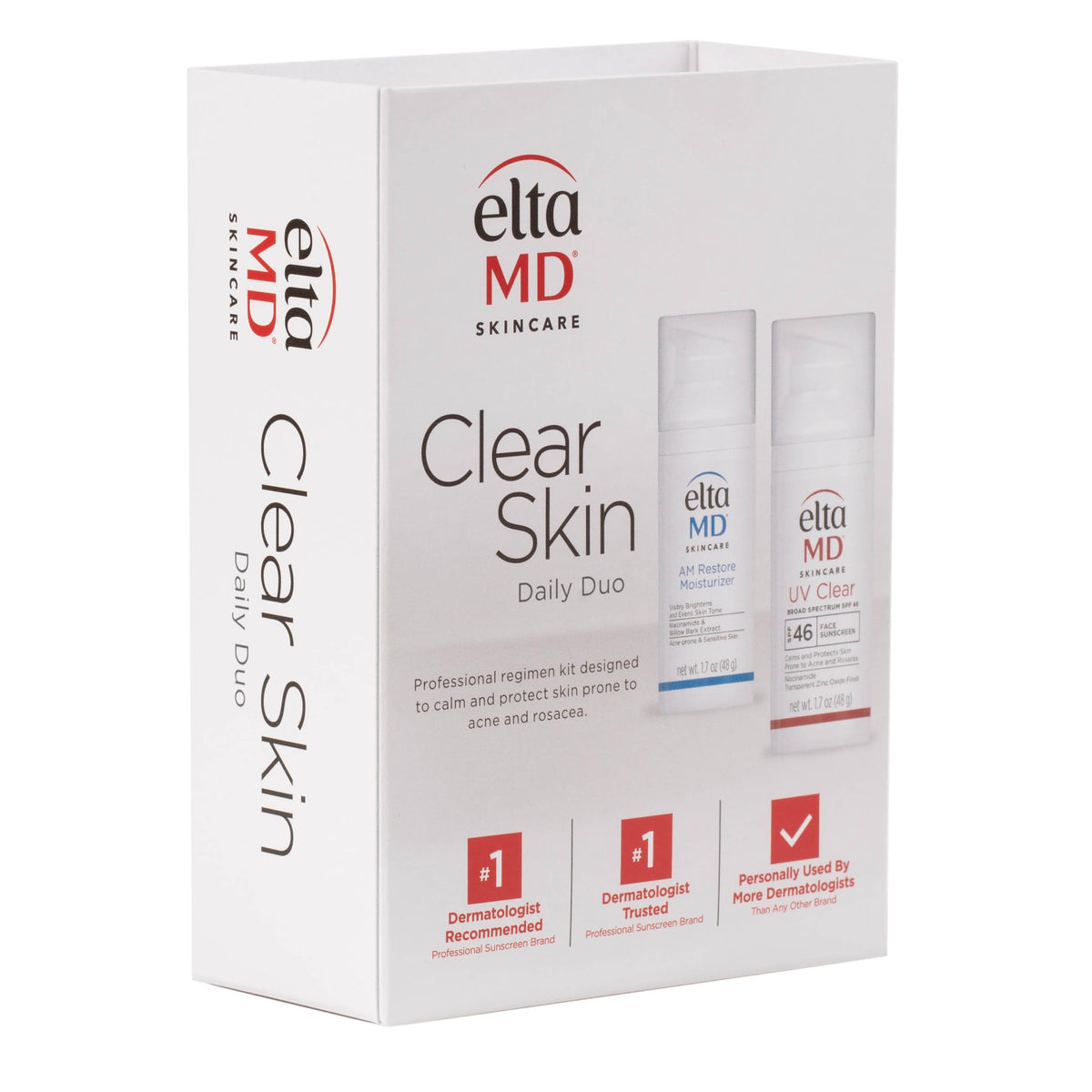 Light Gray EltaMD Clear Skin Daily Duo Kit with AM Restore Facial Moisturizer and UV Clear SPF 46 Face Sunscreen, For Acne Prone and Sensitive Skin