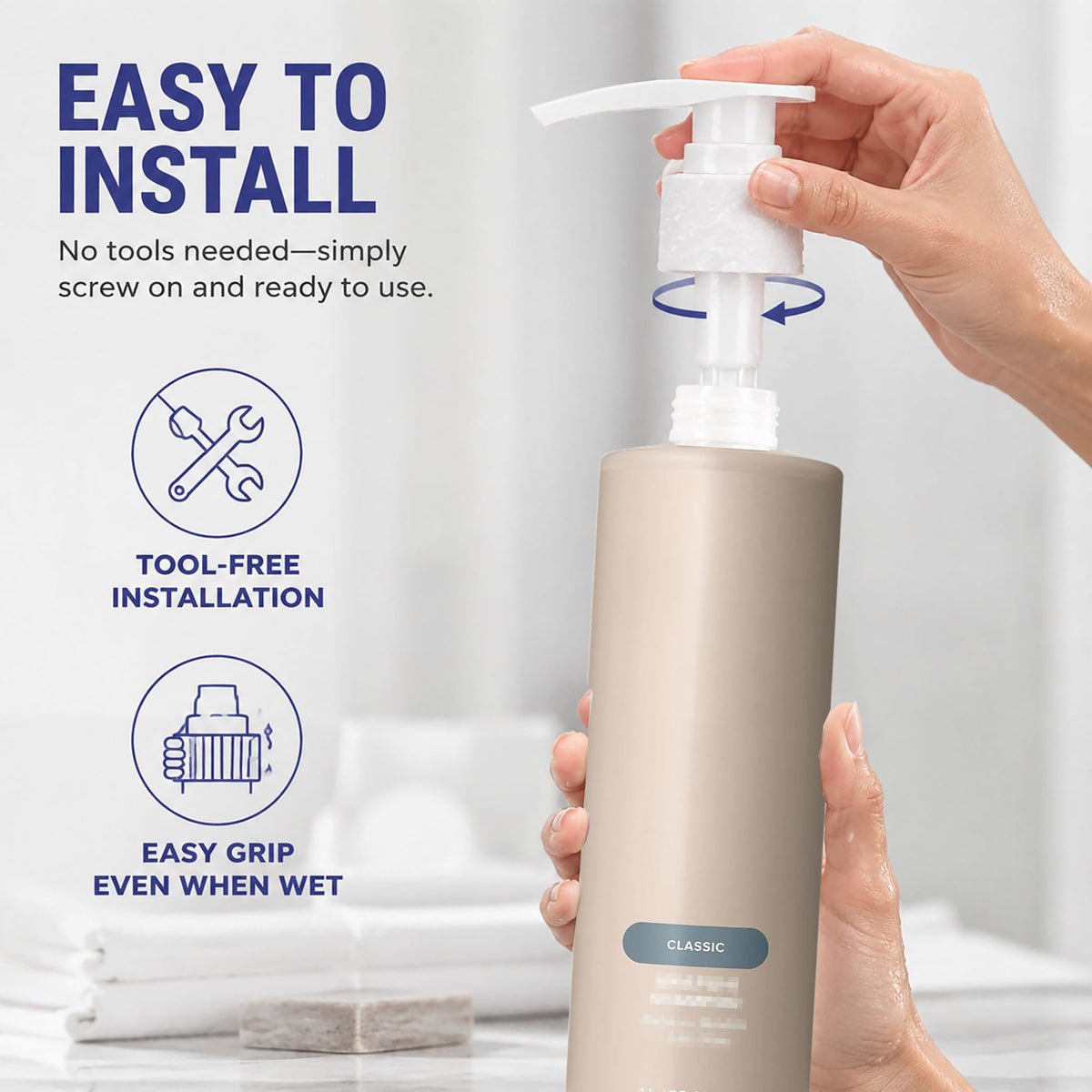 Light Gray Pump Compatible with Paul Mitchell Awapuhi 1 L/33.8 Fl Oz Bottles, Dispensing Liter Pump for Paul Mitchell Shampoo Two, 2 Pack Dispenser Pumps