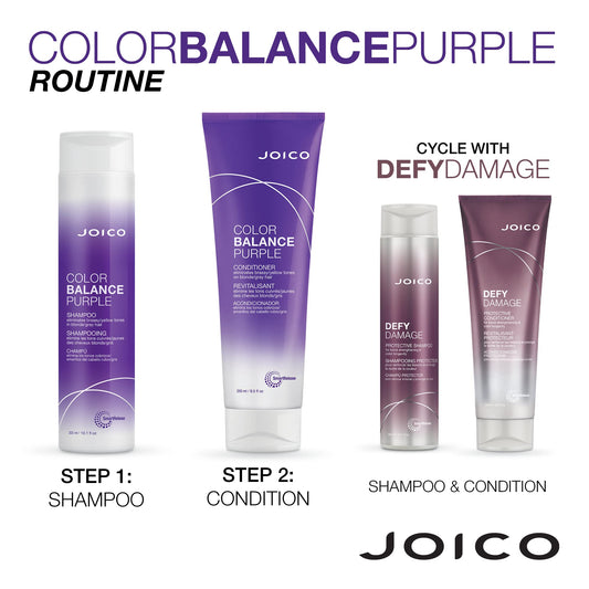 White Smoke Joico Color Balance Purple Shampoo & Conditioner Set | Eliminate Brassy and Yellow tones | For Cool Blonde or Gray Hair
