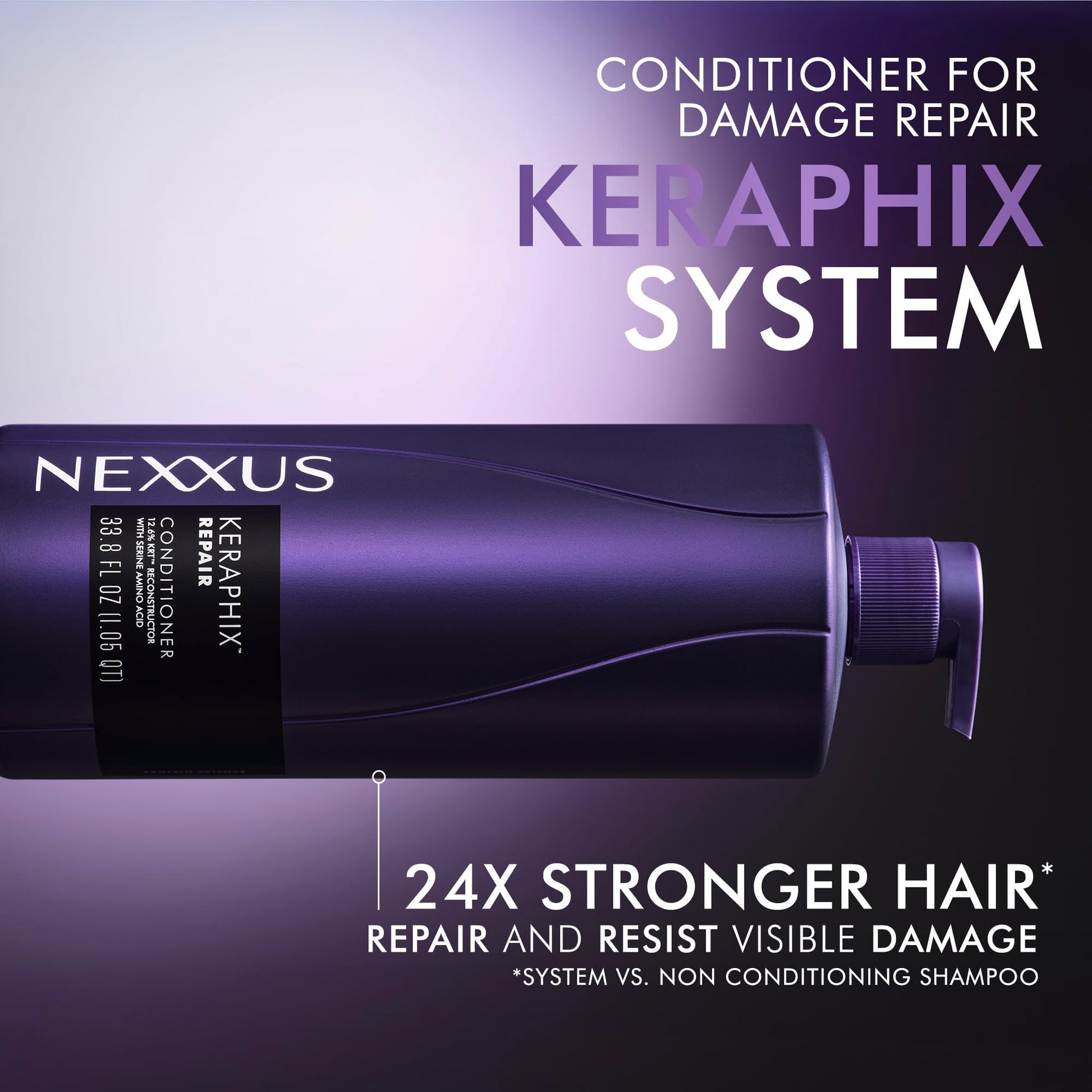 Black Nexxus KERAPHIX Conditioner Damage Repair for Damaged Hair Powered by KRT Keratin Resistance Therapy with Liquid Crystal Amino Acids 33.8 Fl oz
